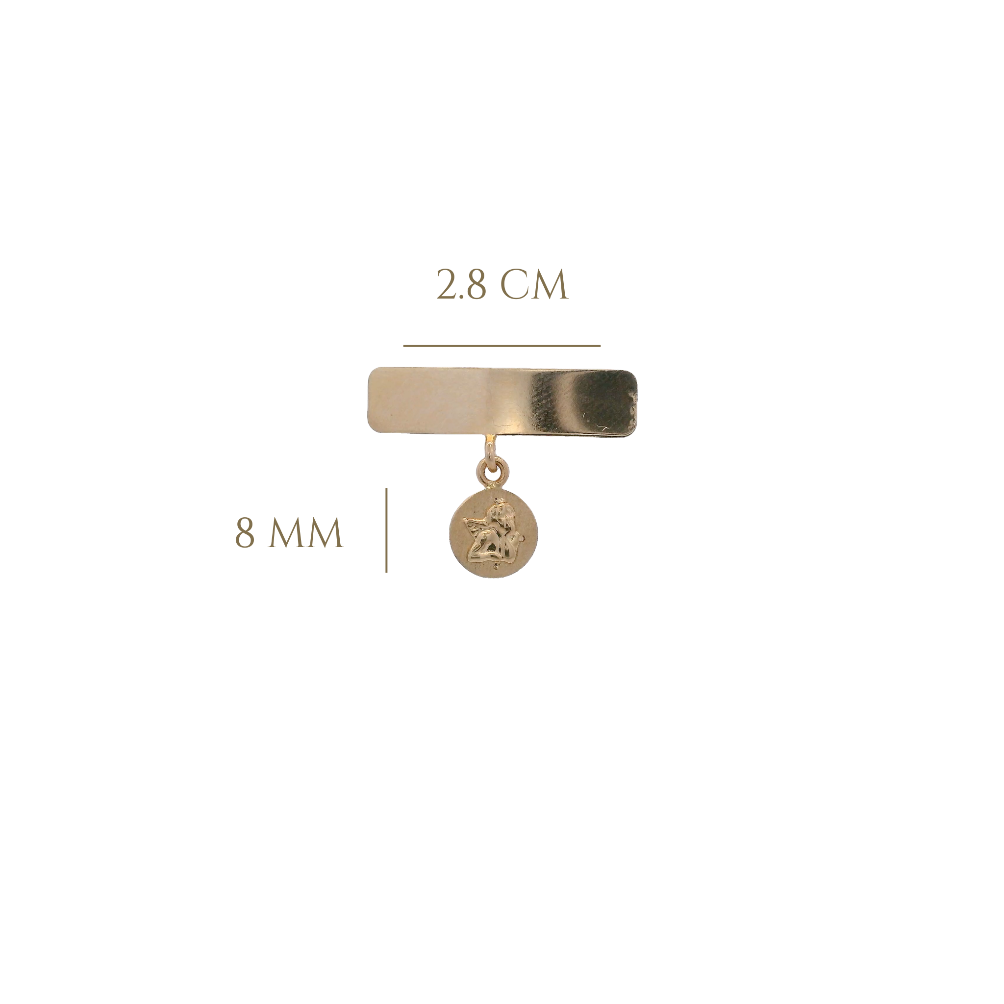 14KY BAR WITH MEDAL GUARDIAN ANGEL PIN