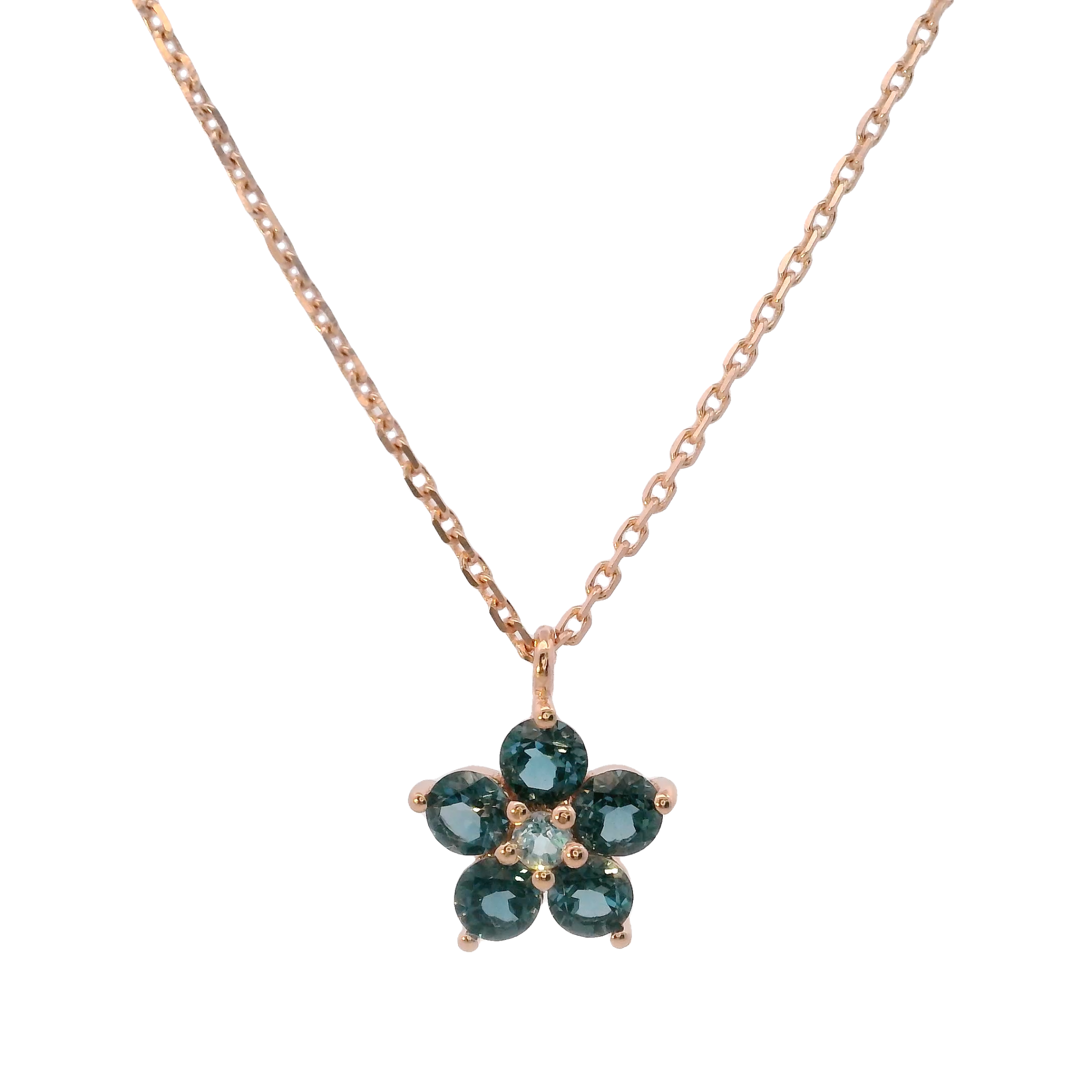 925RG FLOWER 9MM TOPAZ LONDON CENTER TOPAZ BLUE SWISS NECKLACE