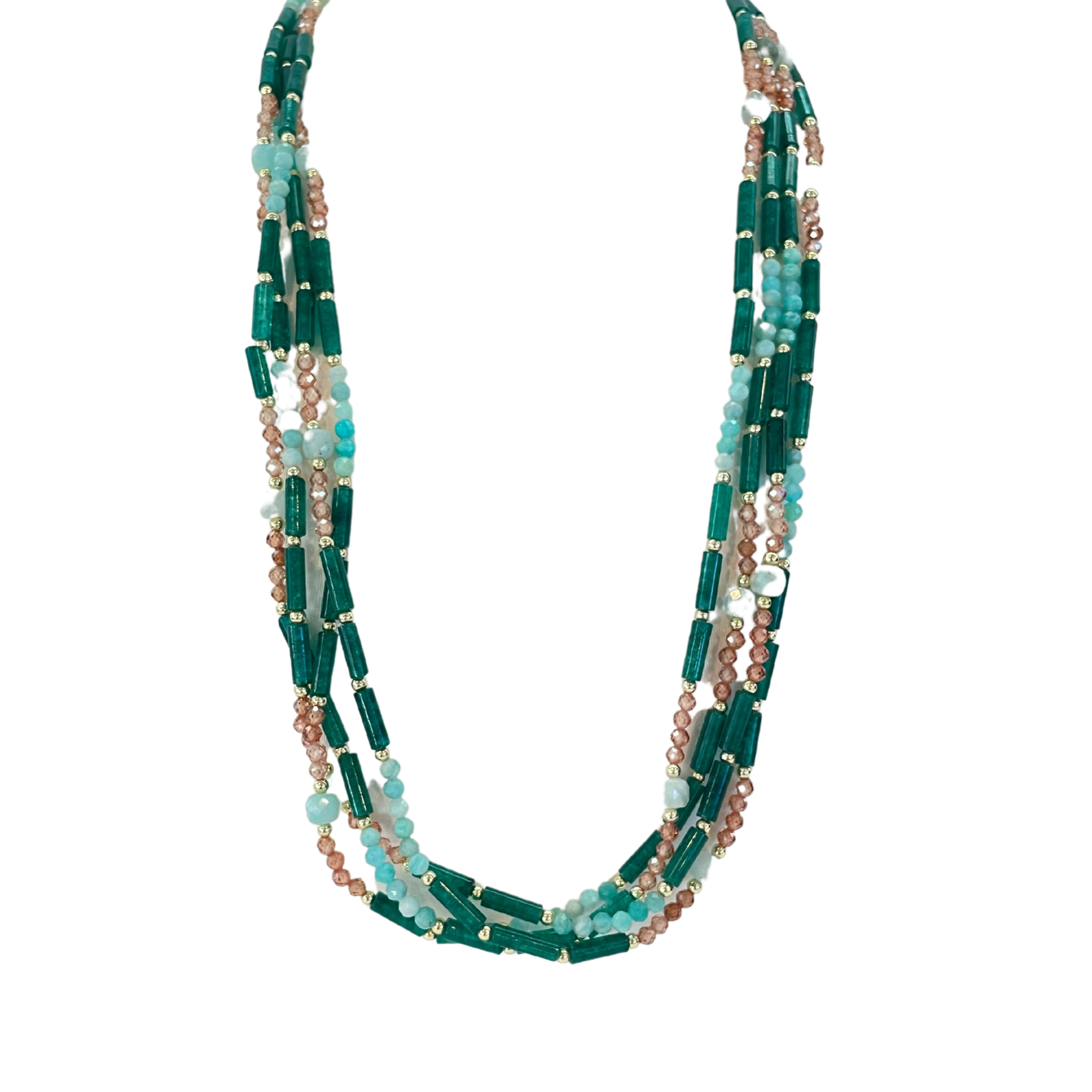 925GG FLAT AQUA MARINA ZIRNI VERDE NECKLACE