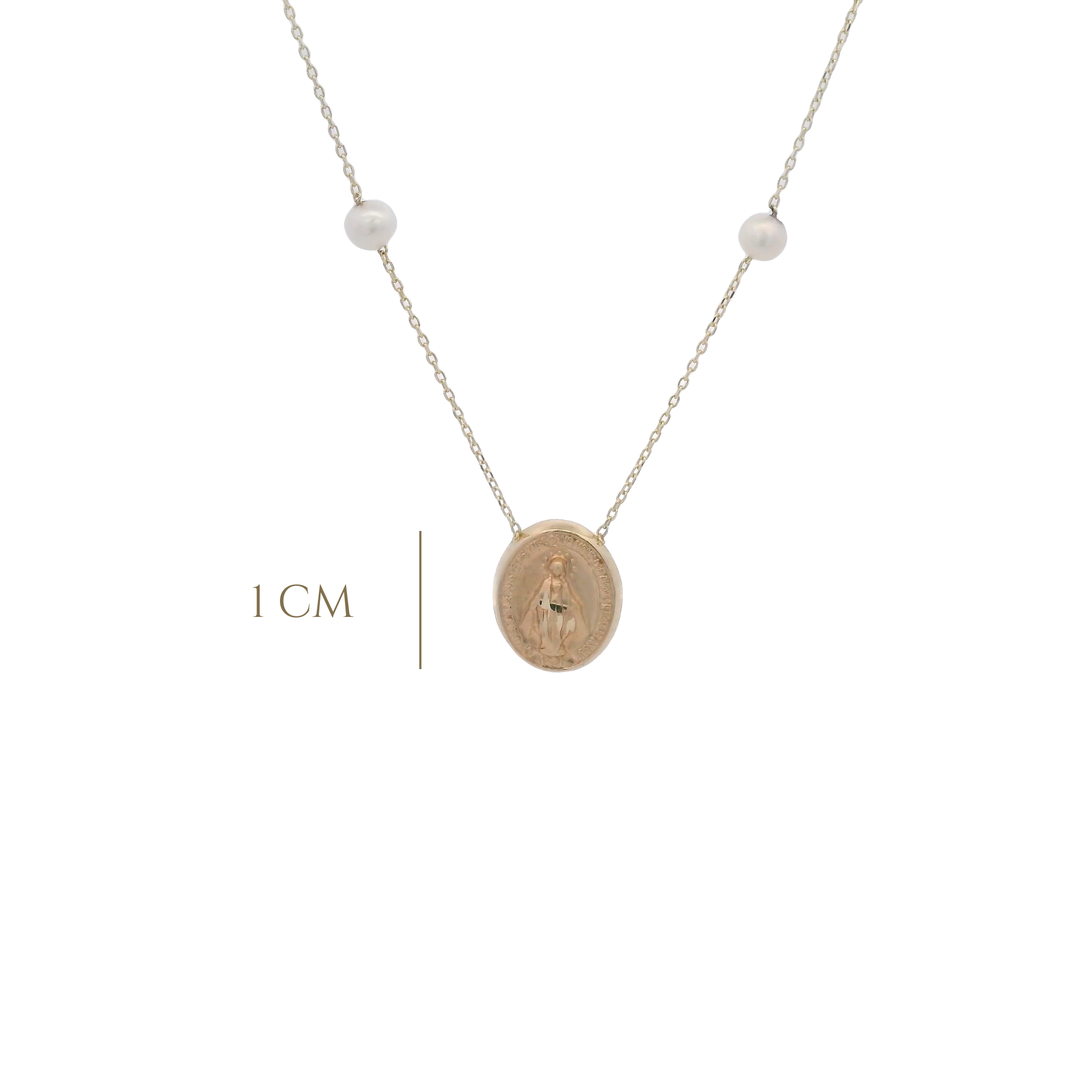 14KY MIRACULOUS VIRGIN WITH PERL NECKLACE