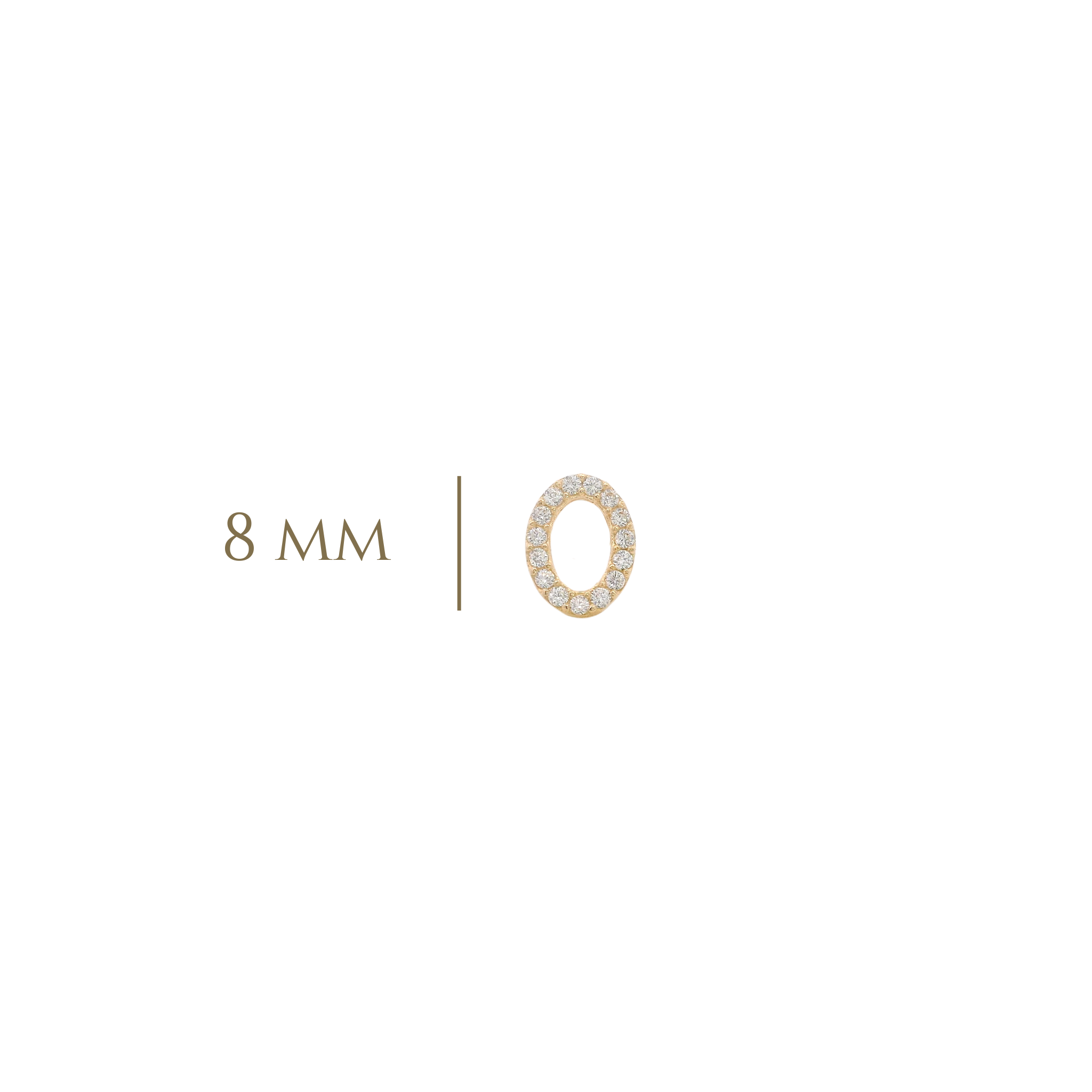 14KY SMALL OVAL PAVE 8MM PIERCING