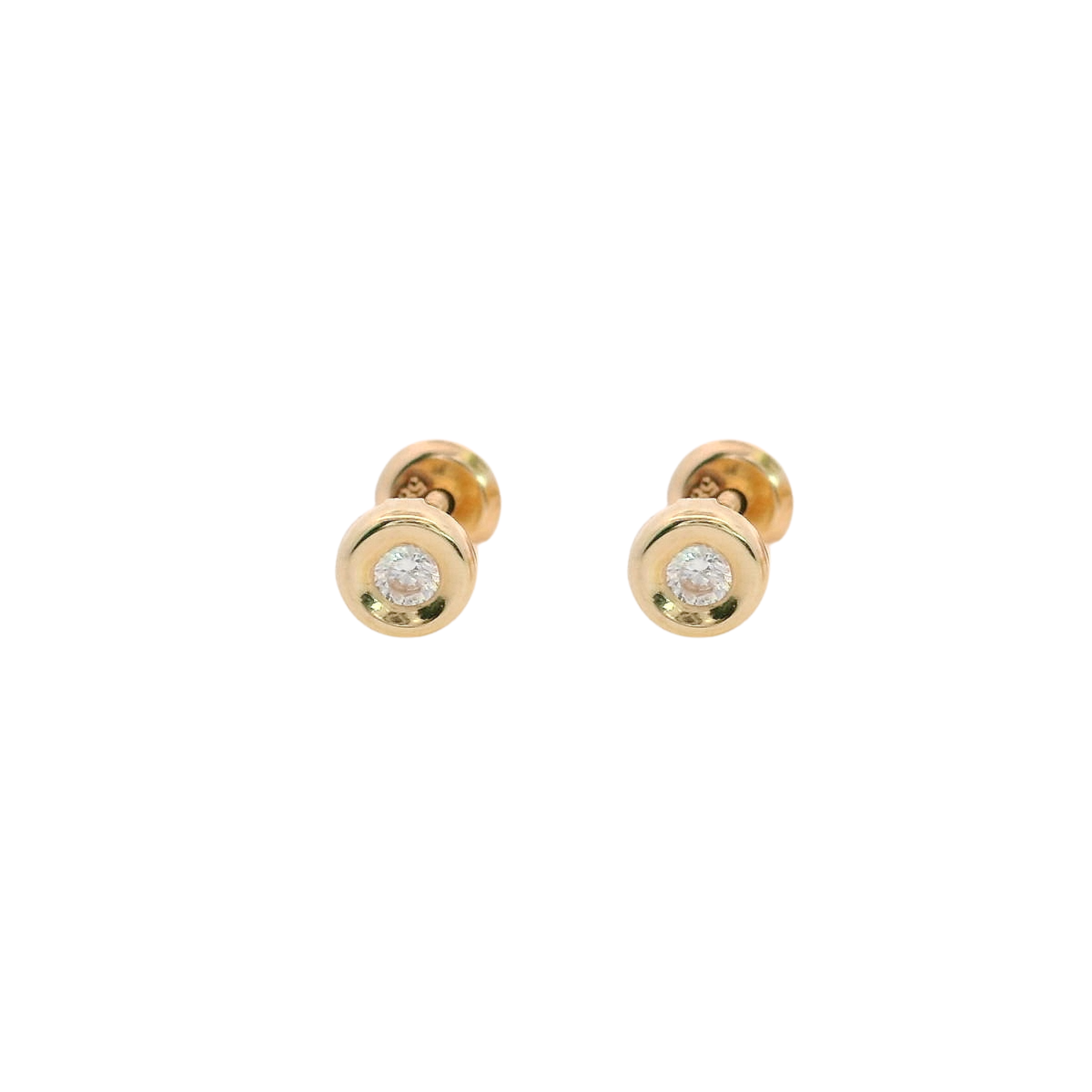 14KY MEDIUM BEZEL CENTER CZ EARRINGS