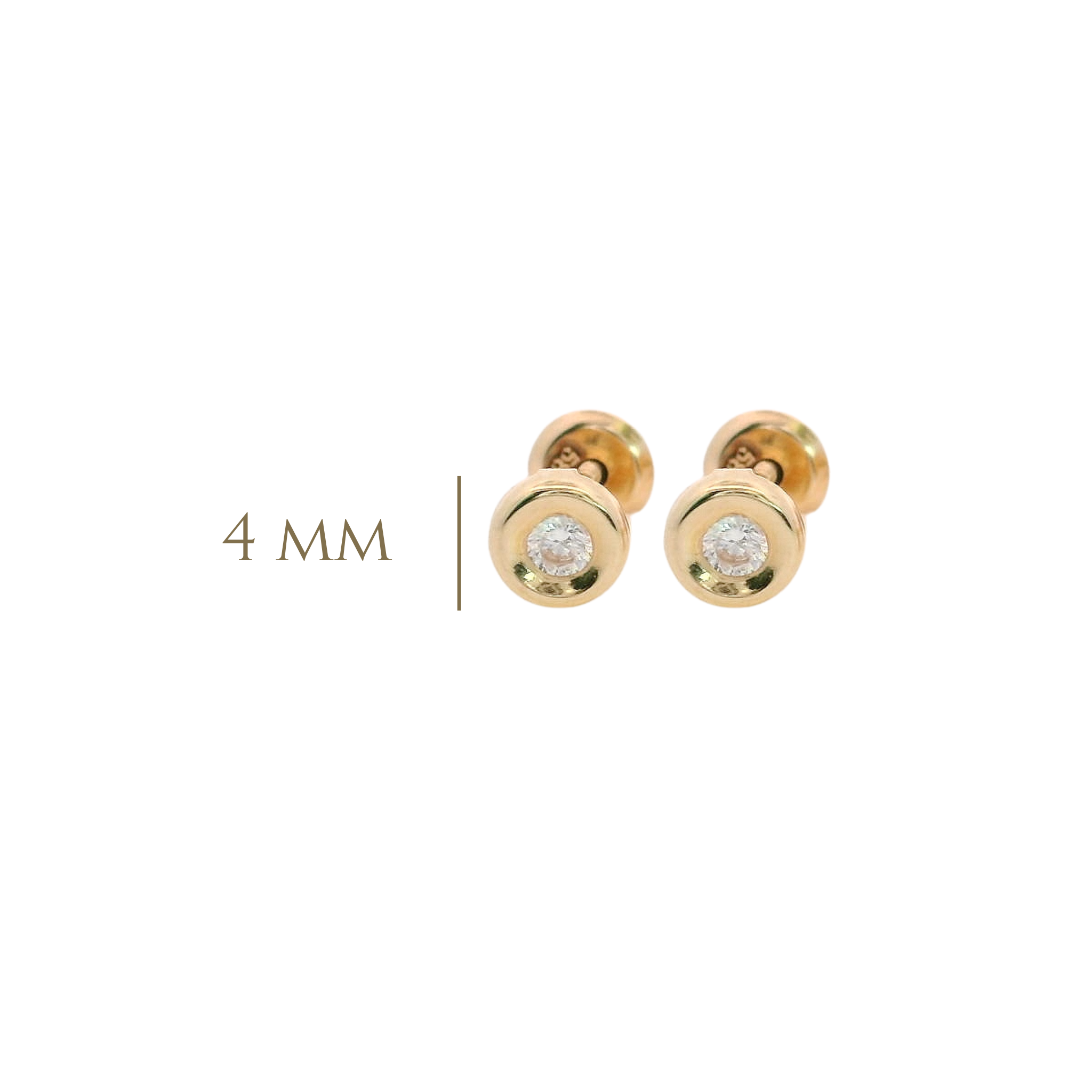 14KY MEDIUM BEZEL CENTER CZ EARRINGS
