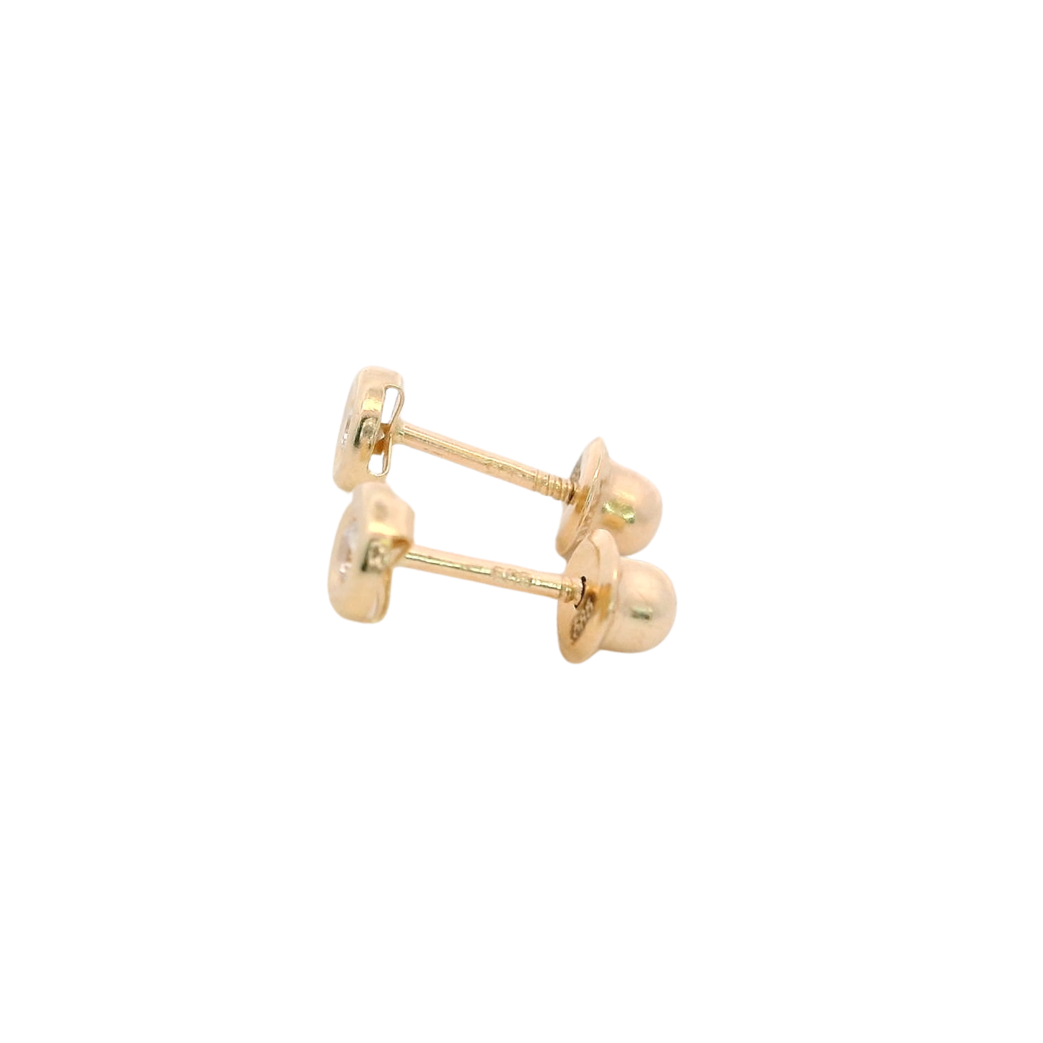 14KY MEDIUM BEZEL CENTER CZ EARRINGS