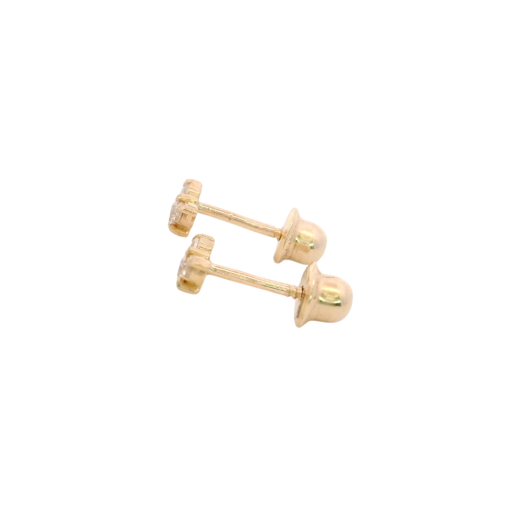 14KY MINI TRIPLE STONE EARRINGS