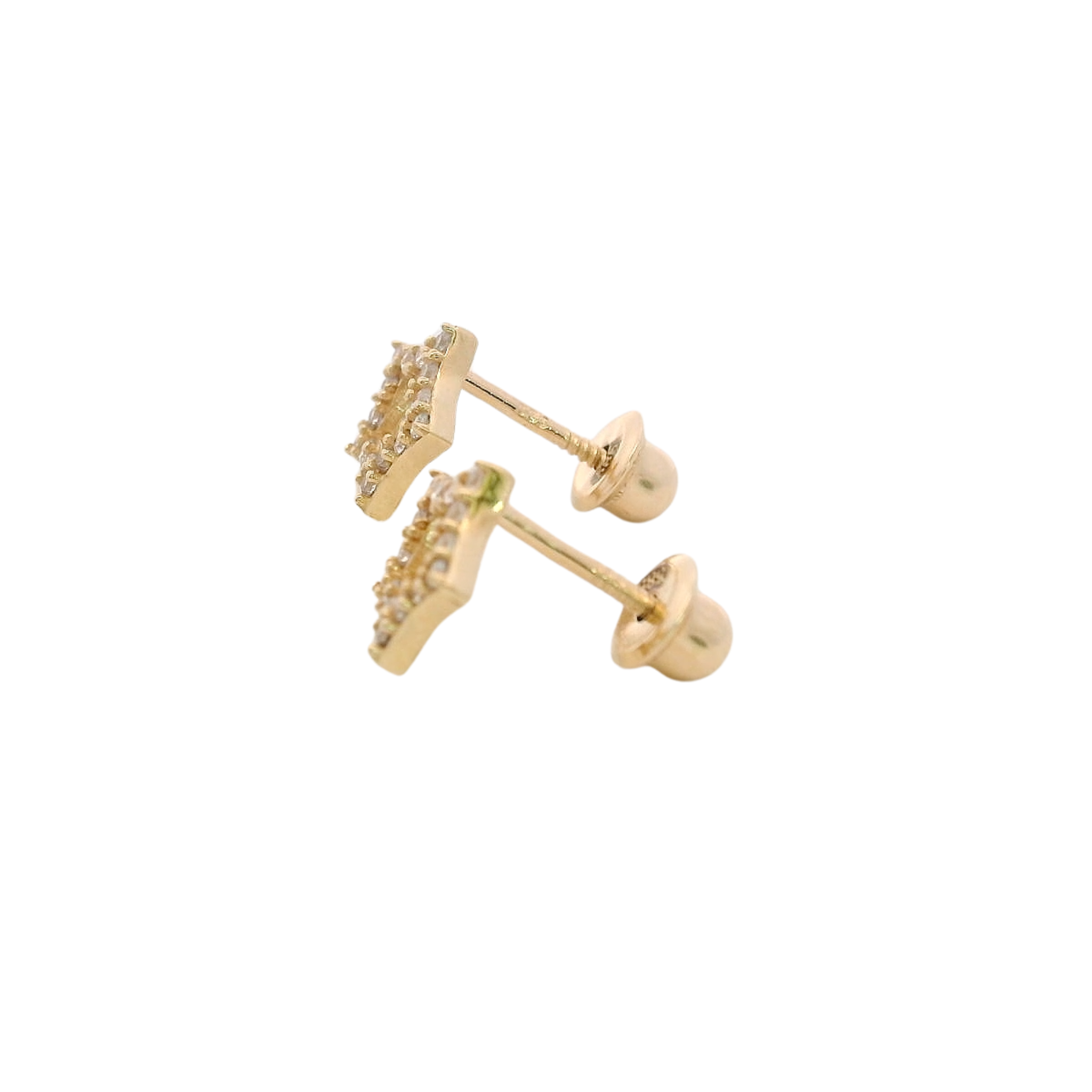 14KY SMALL OUTLINE STAR PAVE EARRINGS