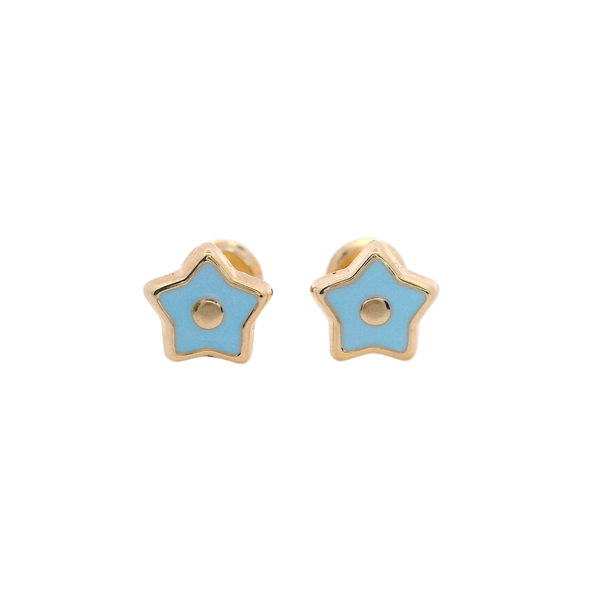 14KY MINI STAR ENAMEL SKY BLUE EARRINGS