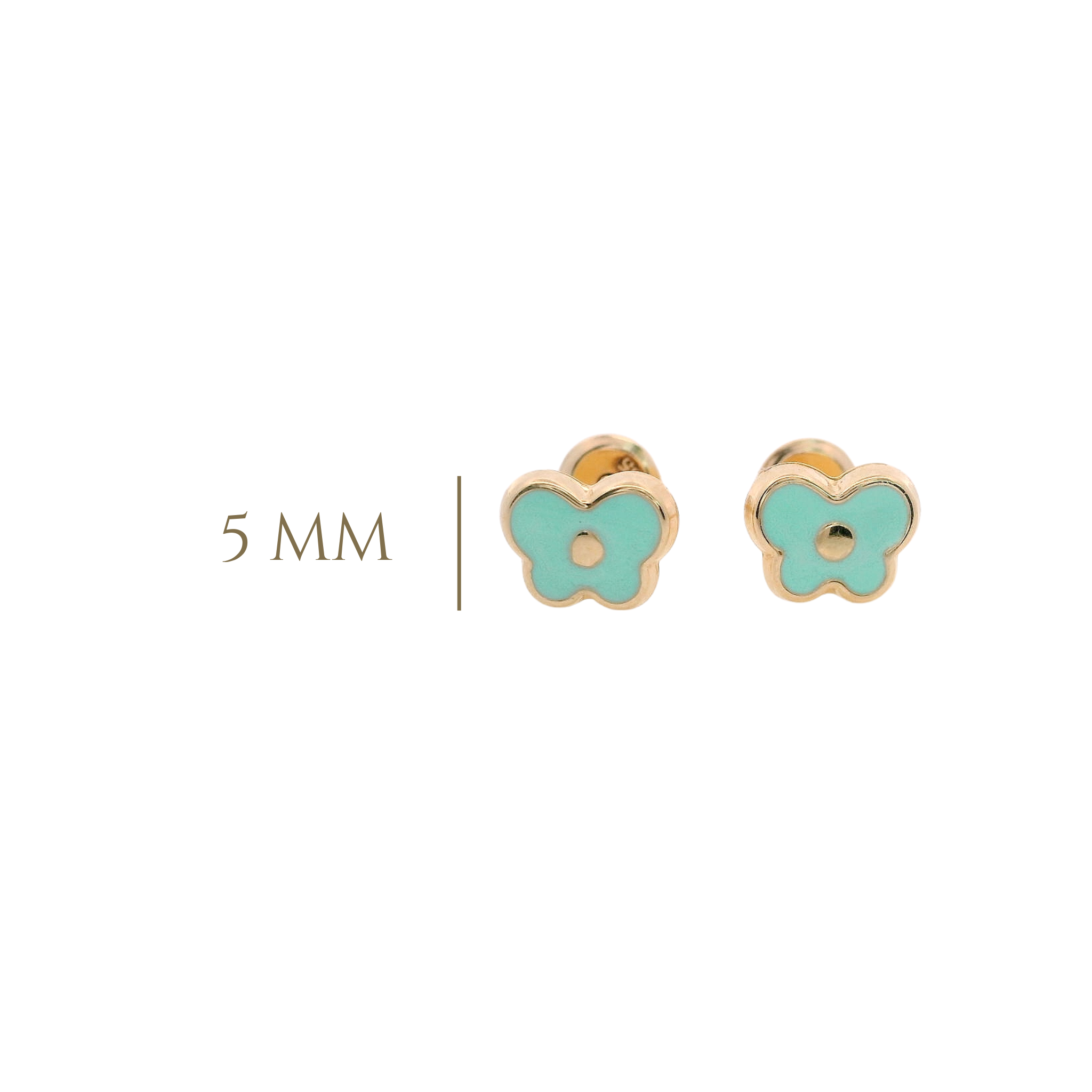 14KY MINI BUTTERFLY ENAMEL TURQUOISE EARRINGS