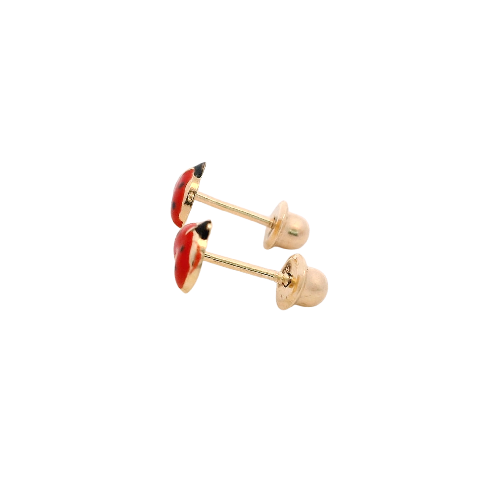 14KY MINI LADYBUG RED EARRINGS