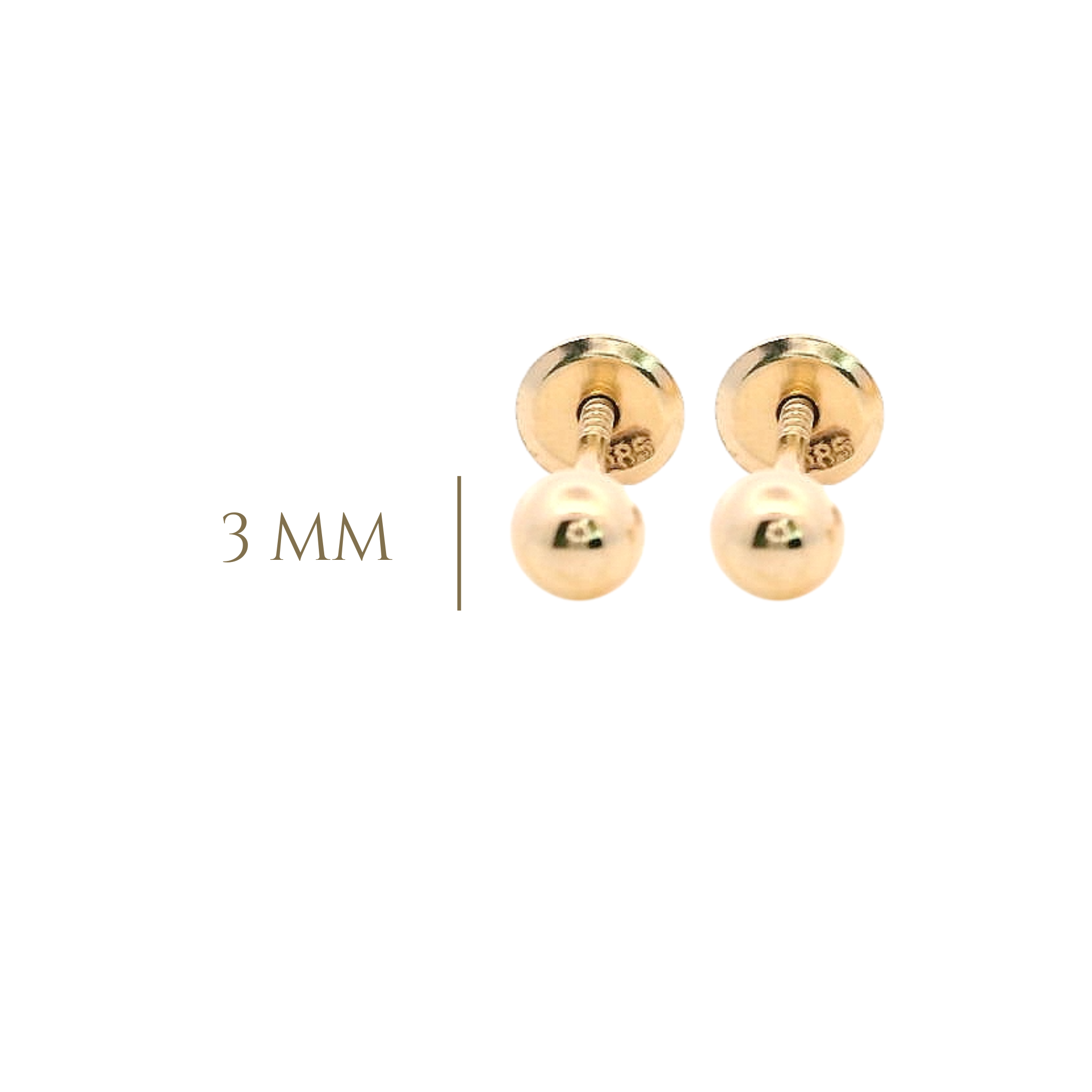 14KY DOME CIRCLE SMOOTH 3MM EARRINGS