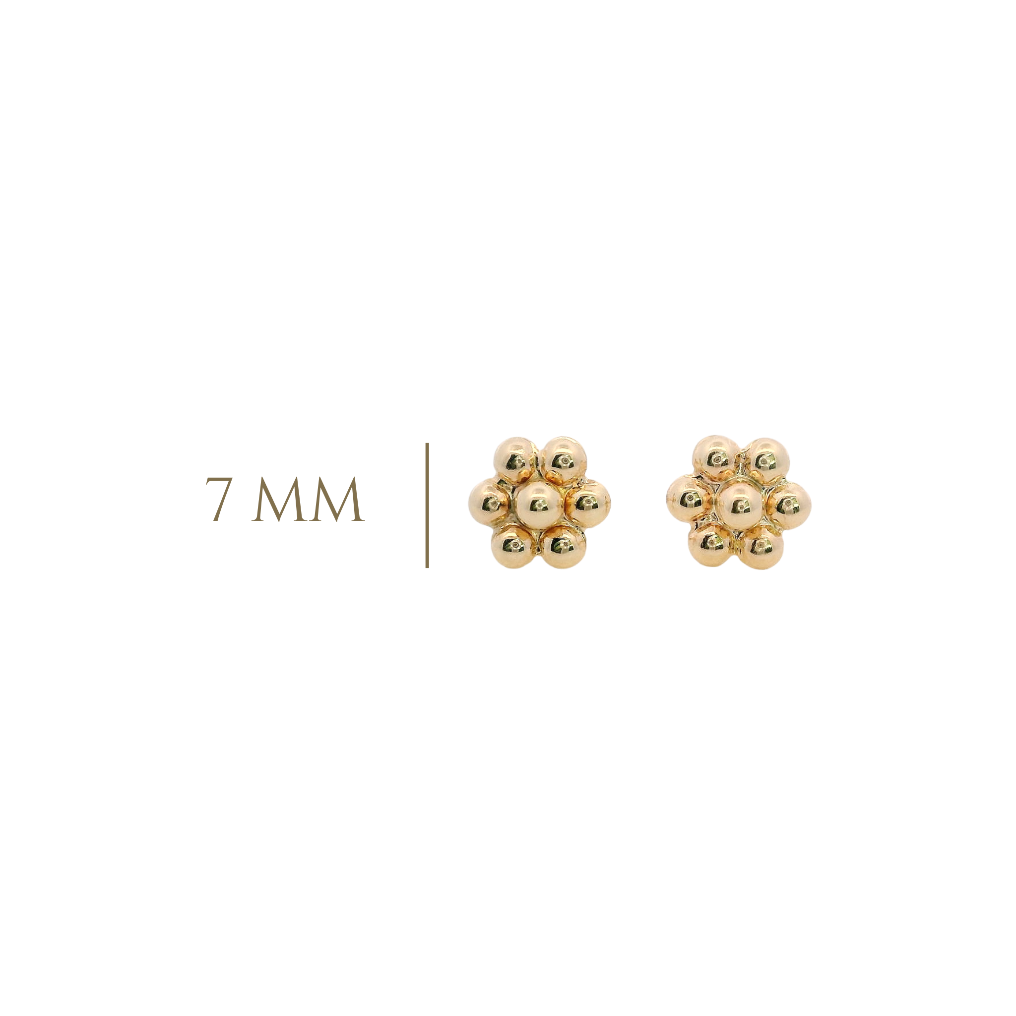 14KY FLOWER SMOOTH 7MM EARRINGS