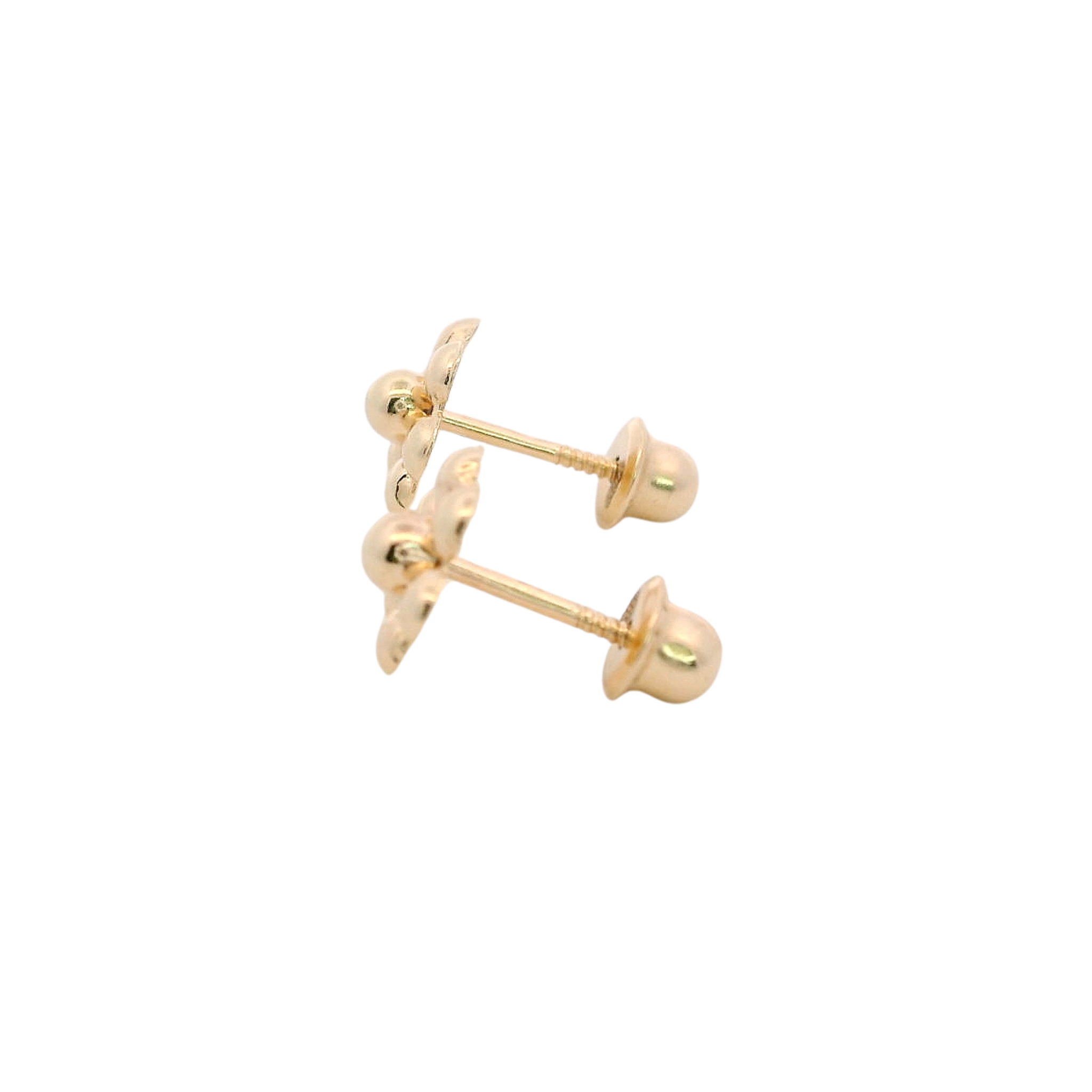 14KY FLOWER SMOOTH 7MM EARRINGS