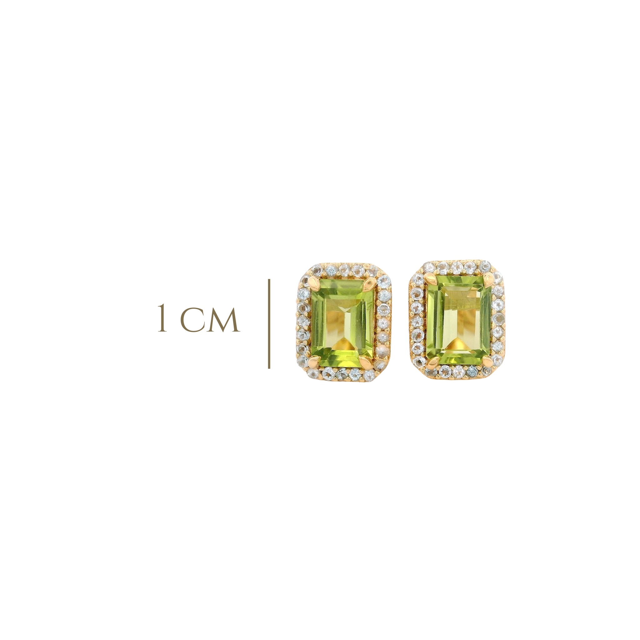 925YG BAQUETTE PERIDOT AROUND TOPAZ BLUE SWISS EARRINGS