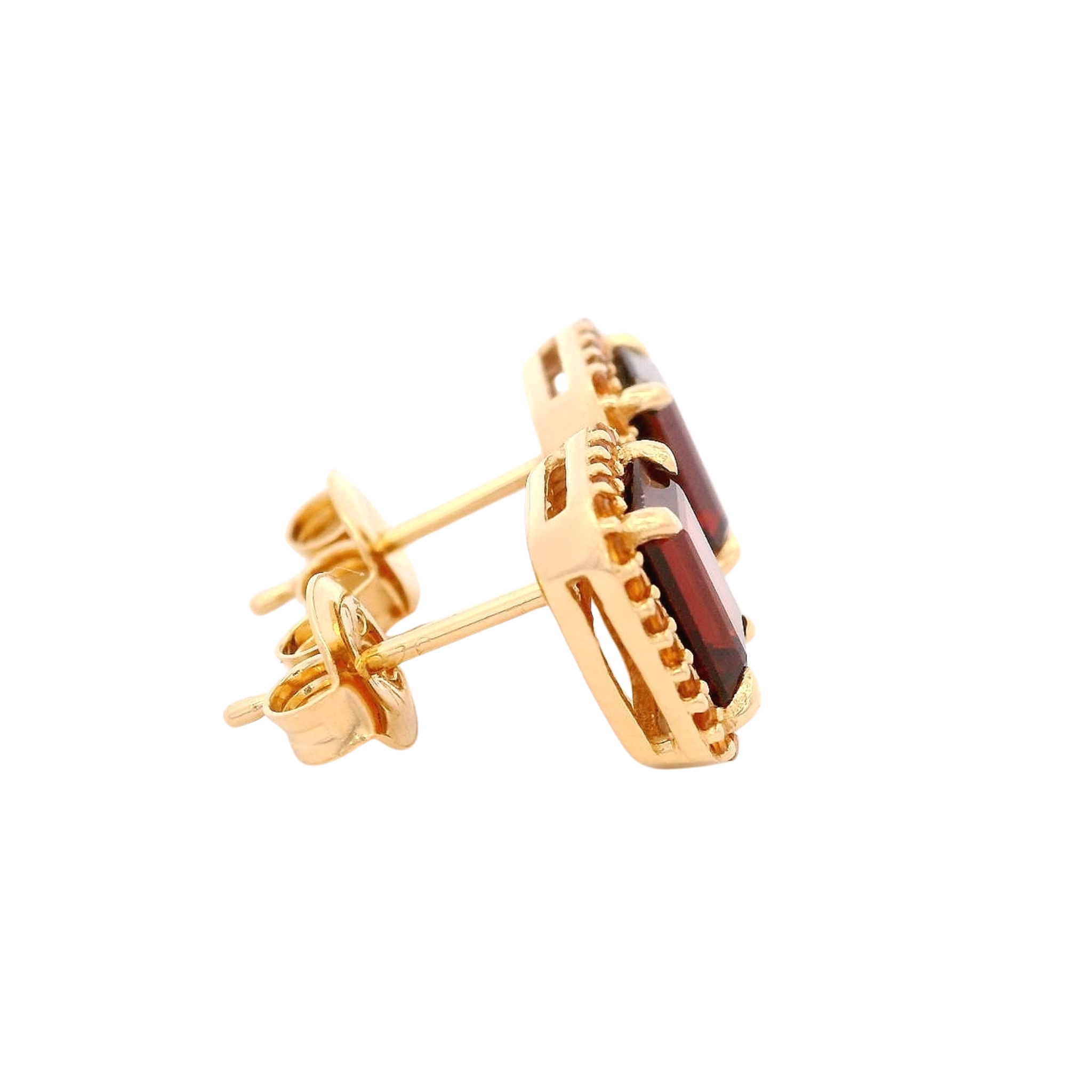 925YG BAQUETTE GARNET AROUND CITRINE EARRINGS