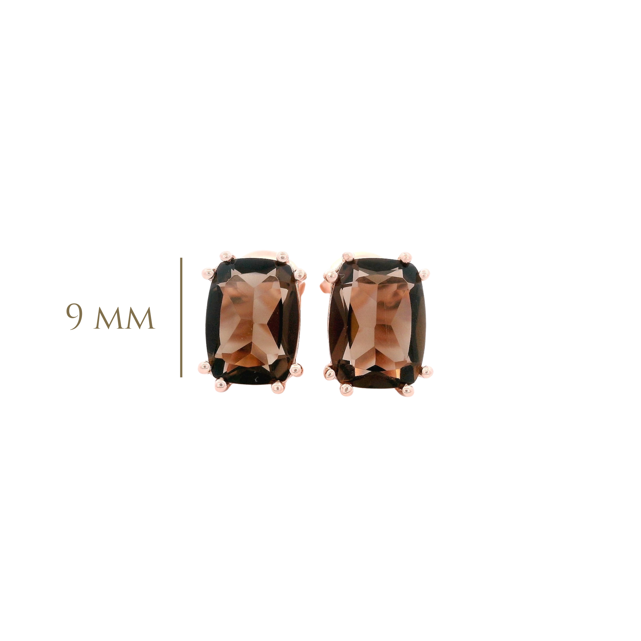 925RG SOLITARY BAGUETTE SMOKY QUARTZ 9MM EARRINGS