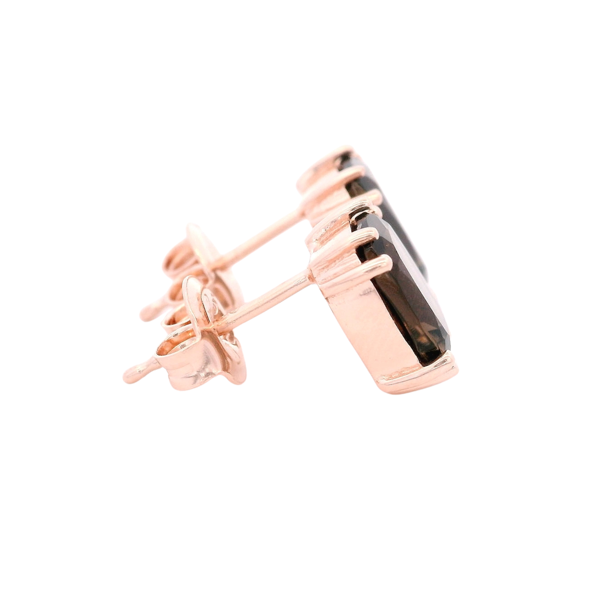 925RG SOLITARY BAGUETTE SMOKY QUARTZ 9MM EARRINGS