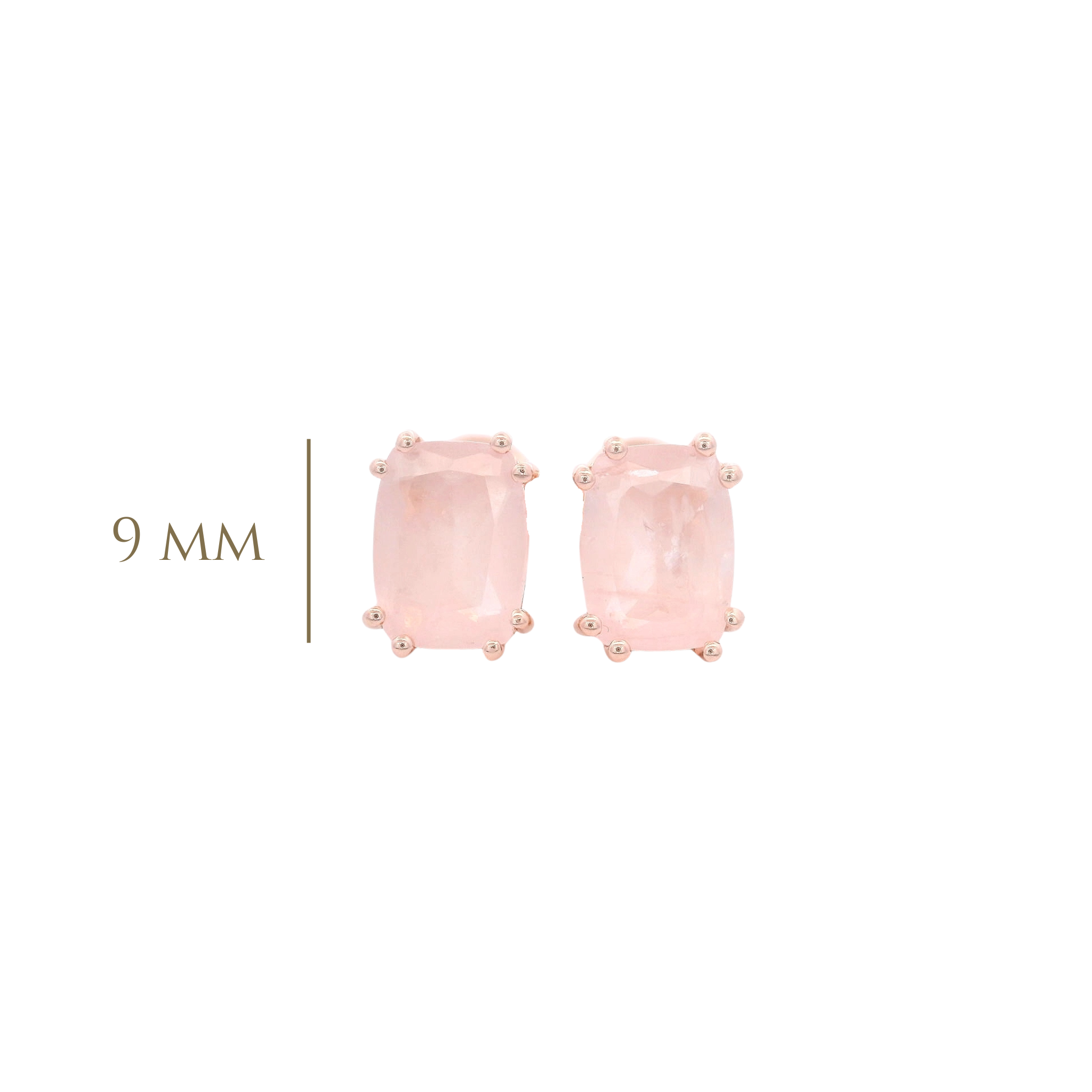 925RG SOLITARY BAGUETTE ROSE QUARTZ OPAQUE 9MM EARRINGS