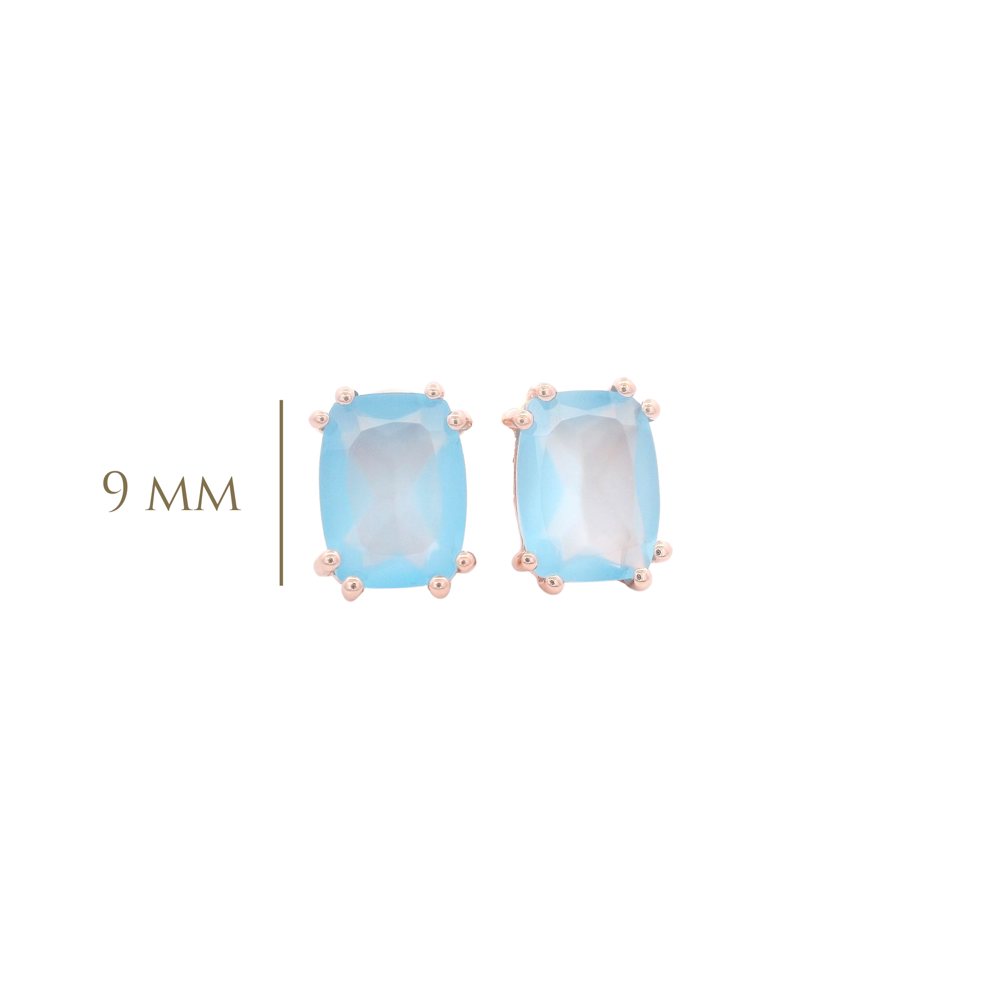 925RG SOLITARY BAGUETTE CHALCEDONY BLUE 9MM EARRINGS