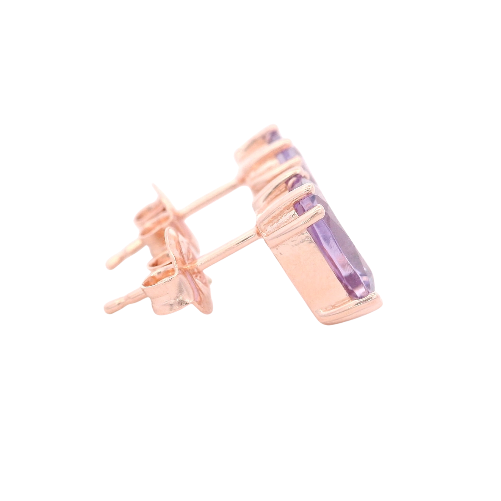 925RG SOLITARY BAGUETTE AMETHYST 9MM EARRINGS