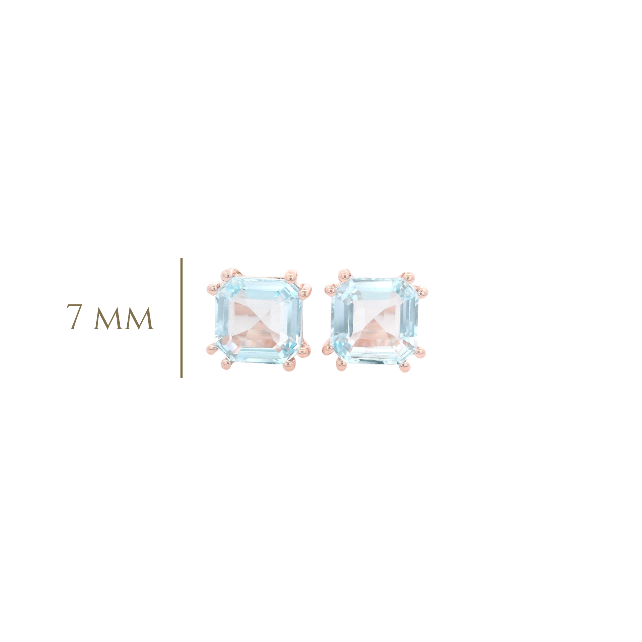 925RG SOLITARY CUSHION TOPAZ BLUE SKY 7MM EARRINGS