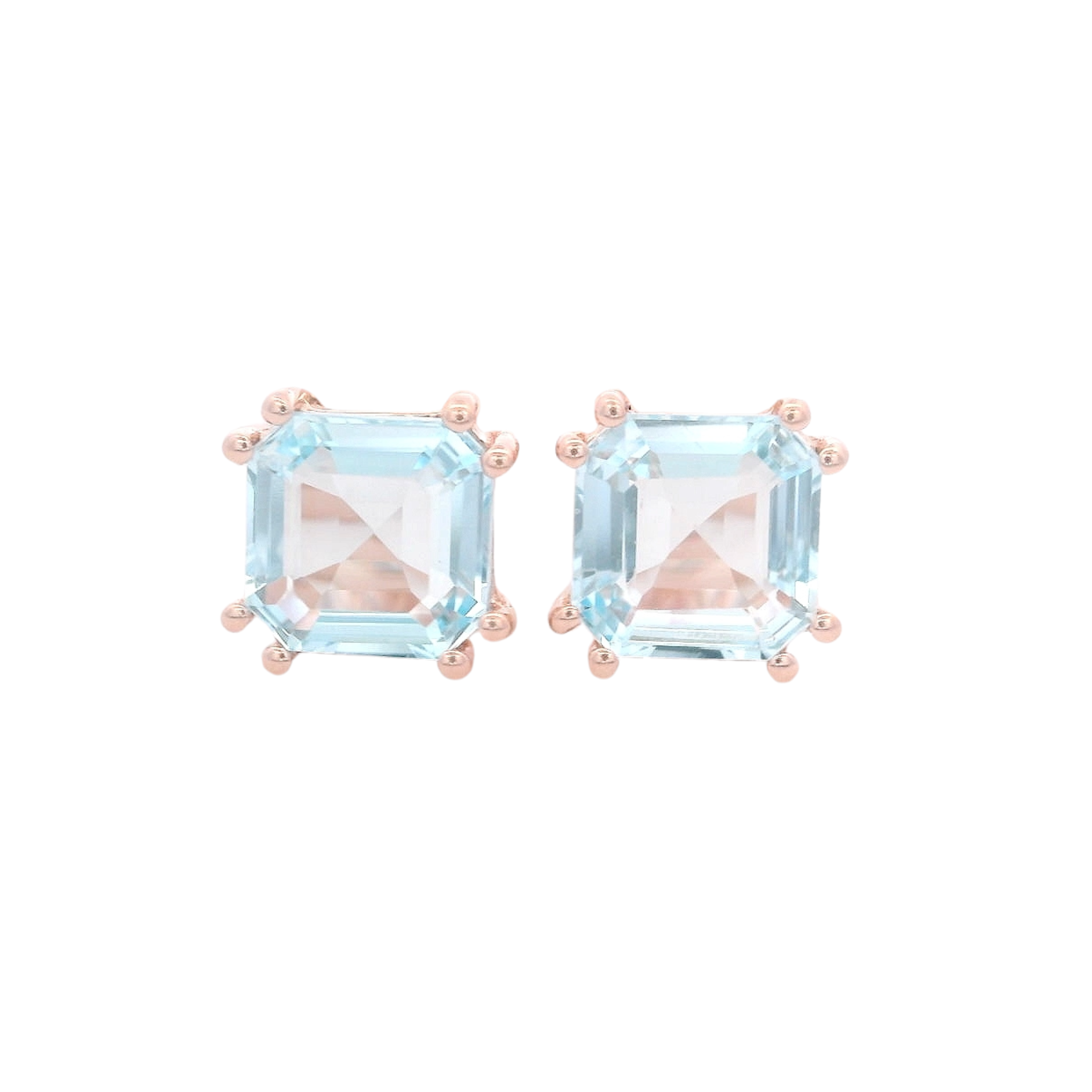 925RG SOLITARY CUSHION TOPAZ BLUE SKY 7MM EARRINGS