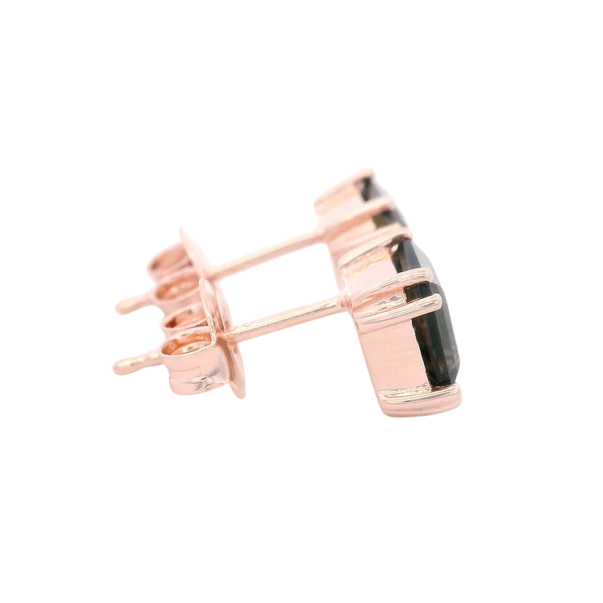 925RG SOLITARY CUSHION SMOKY QUARTZ 7MM EARRINGS