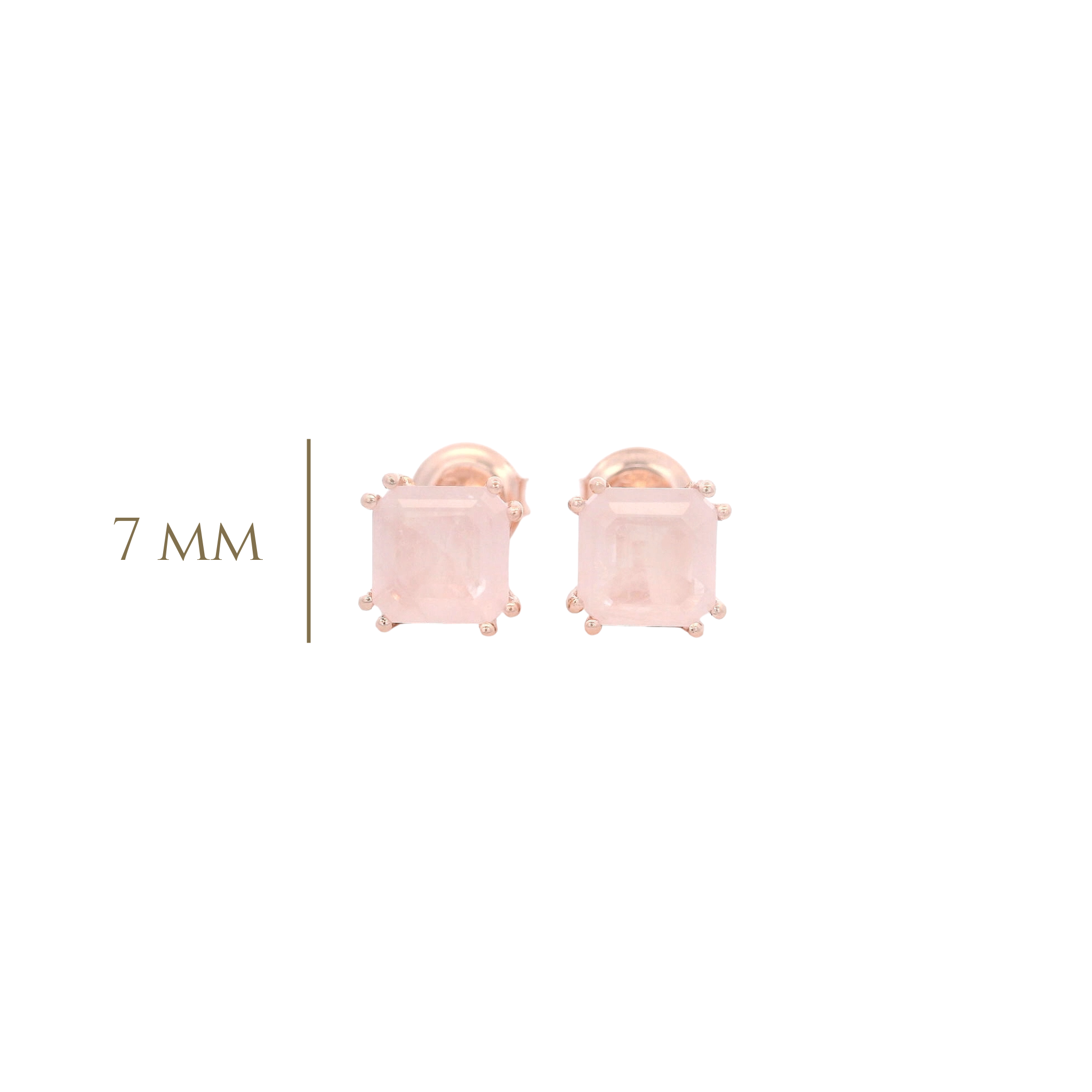925RG SOLITARY CUSHION ROSE QUARTZ OPAQUE 7MM EARRINGS