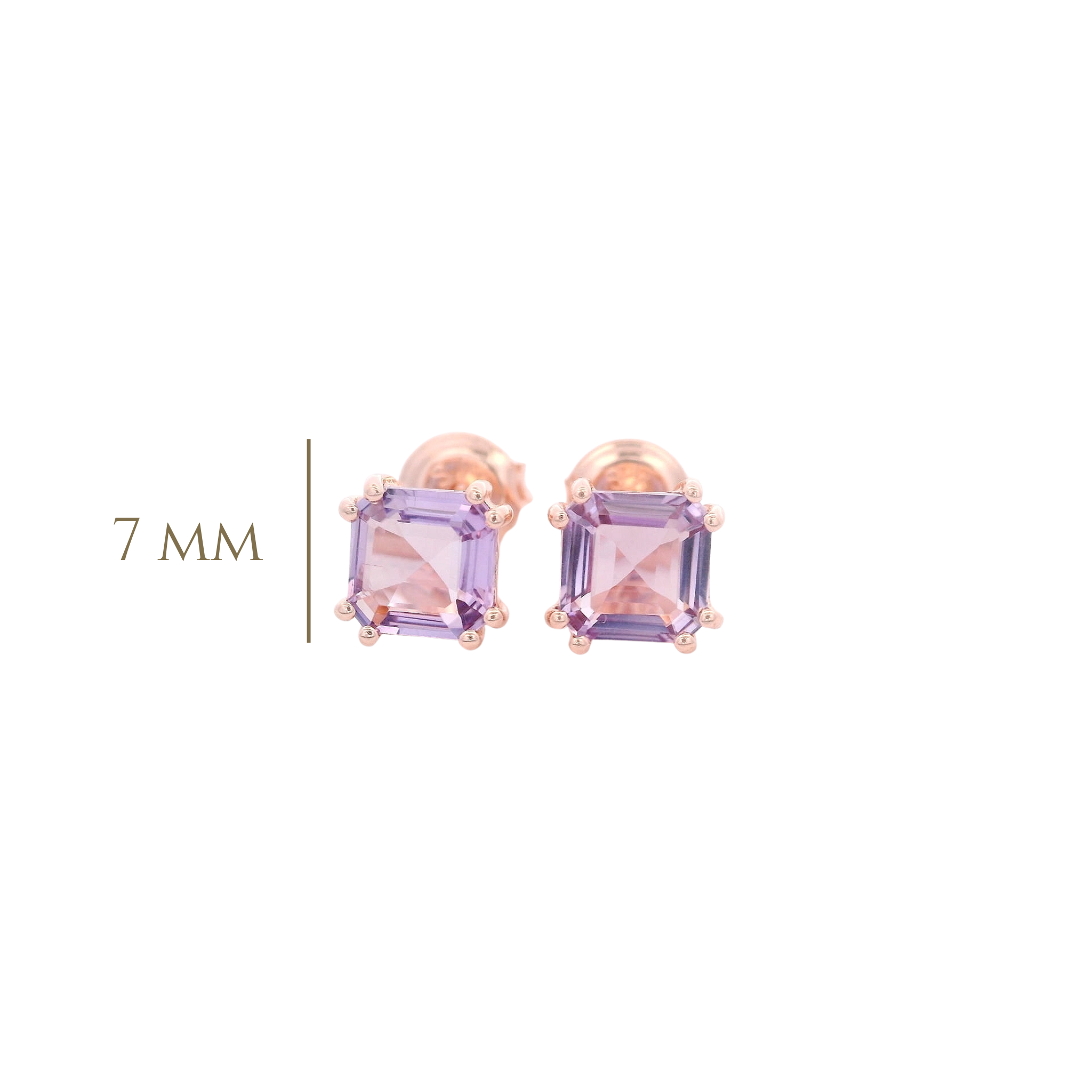 925RG SOLITARY CUSHION AMETHYST 7MM EARRINGS