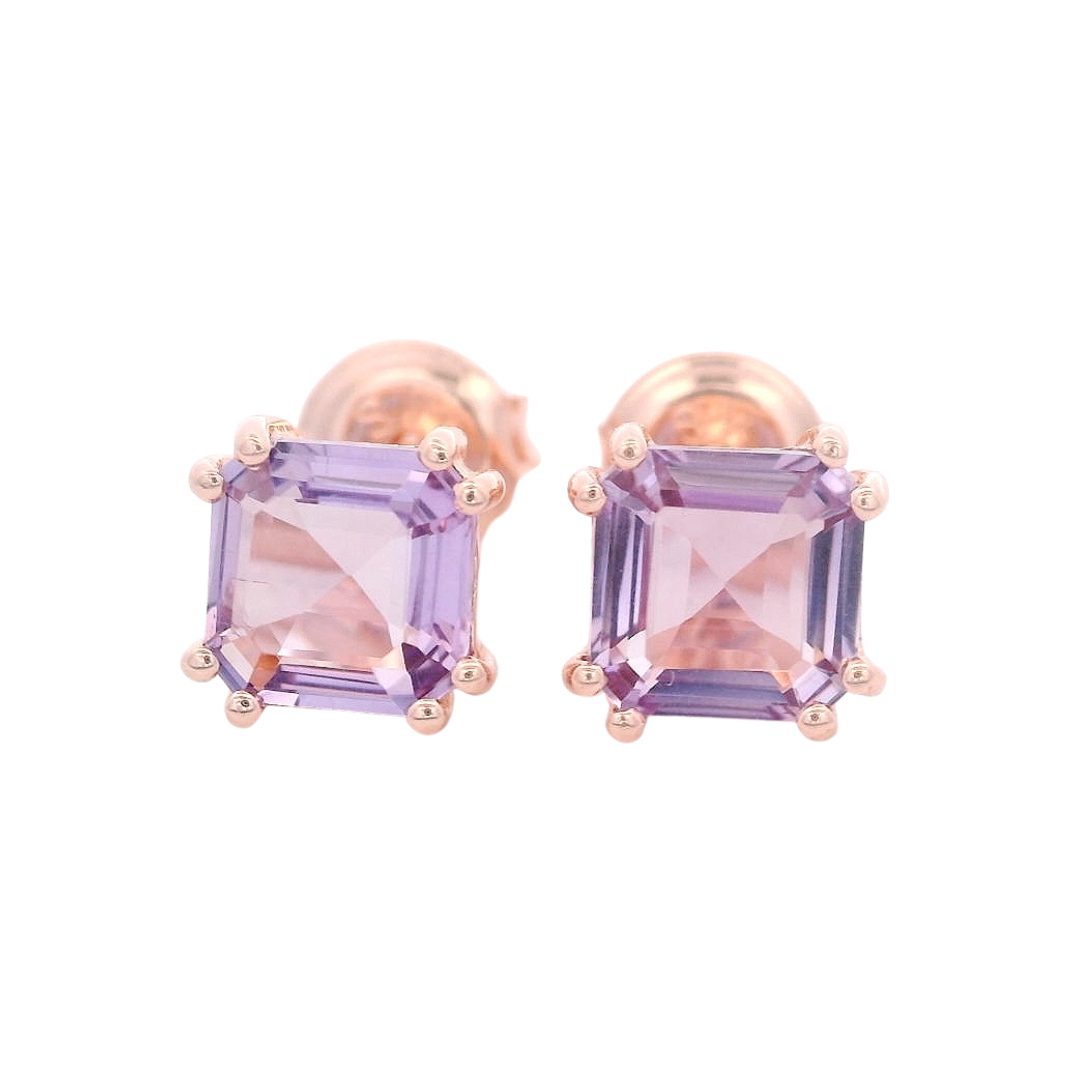 925RG SOLITARY CUSHION AMETHYST 7MM EARRINGS
