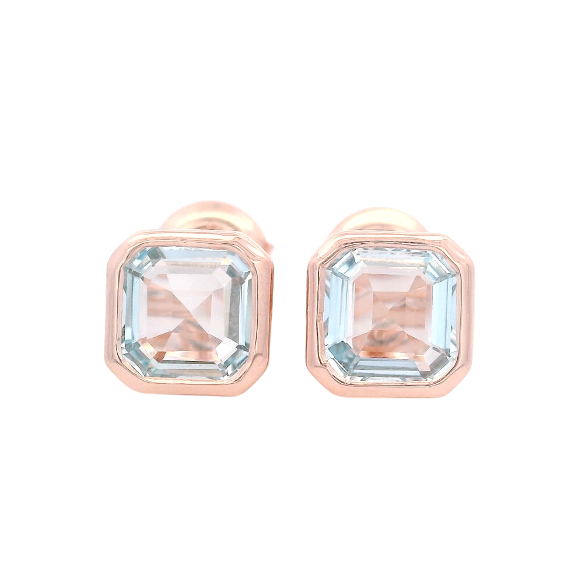 925RG CUSHION BEZEL TOPAZ BLUE SKY EARRINGS