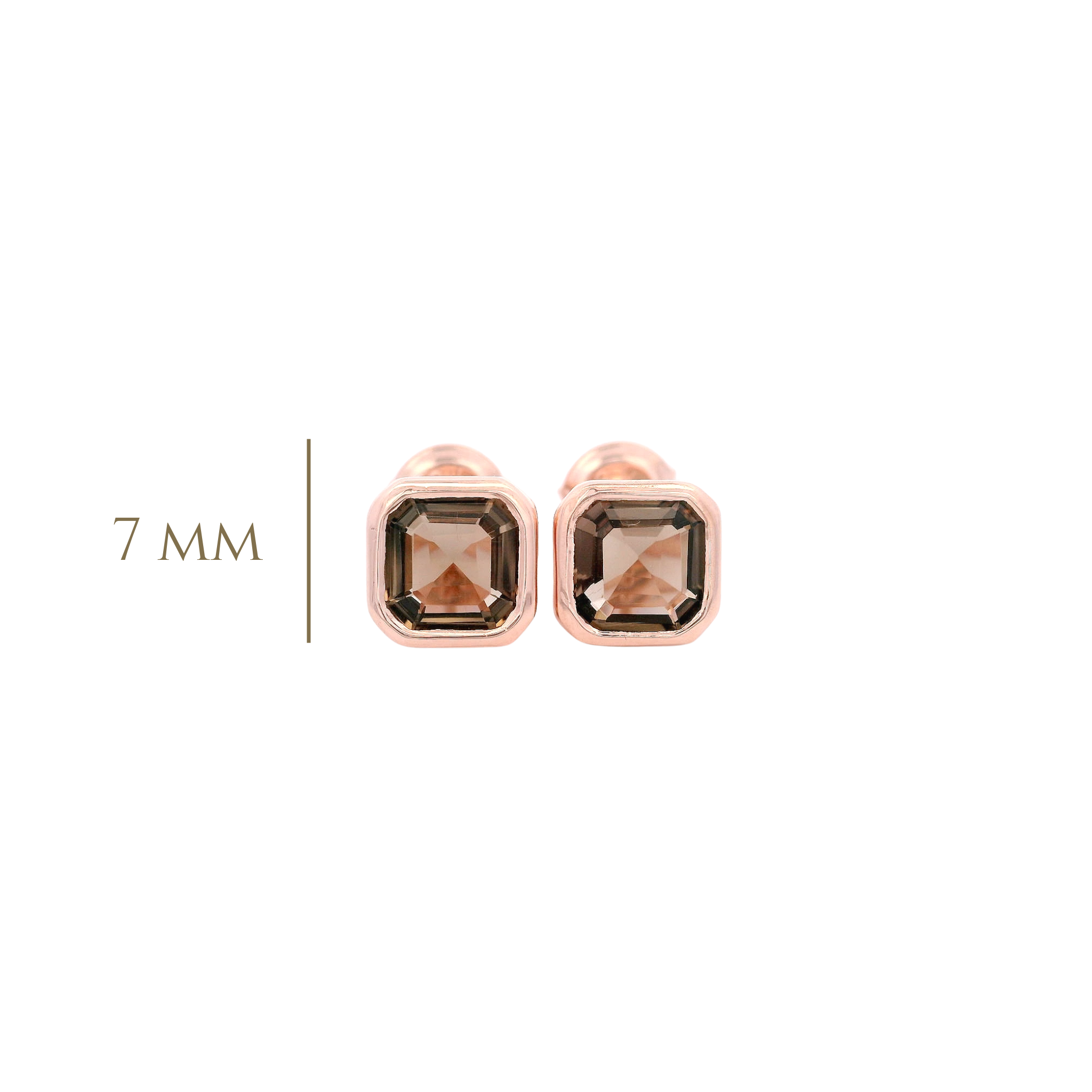 925RG CUSHION BEZEL SMOKY QUARTZ EARRINGS