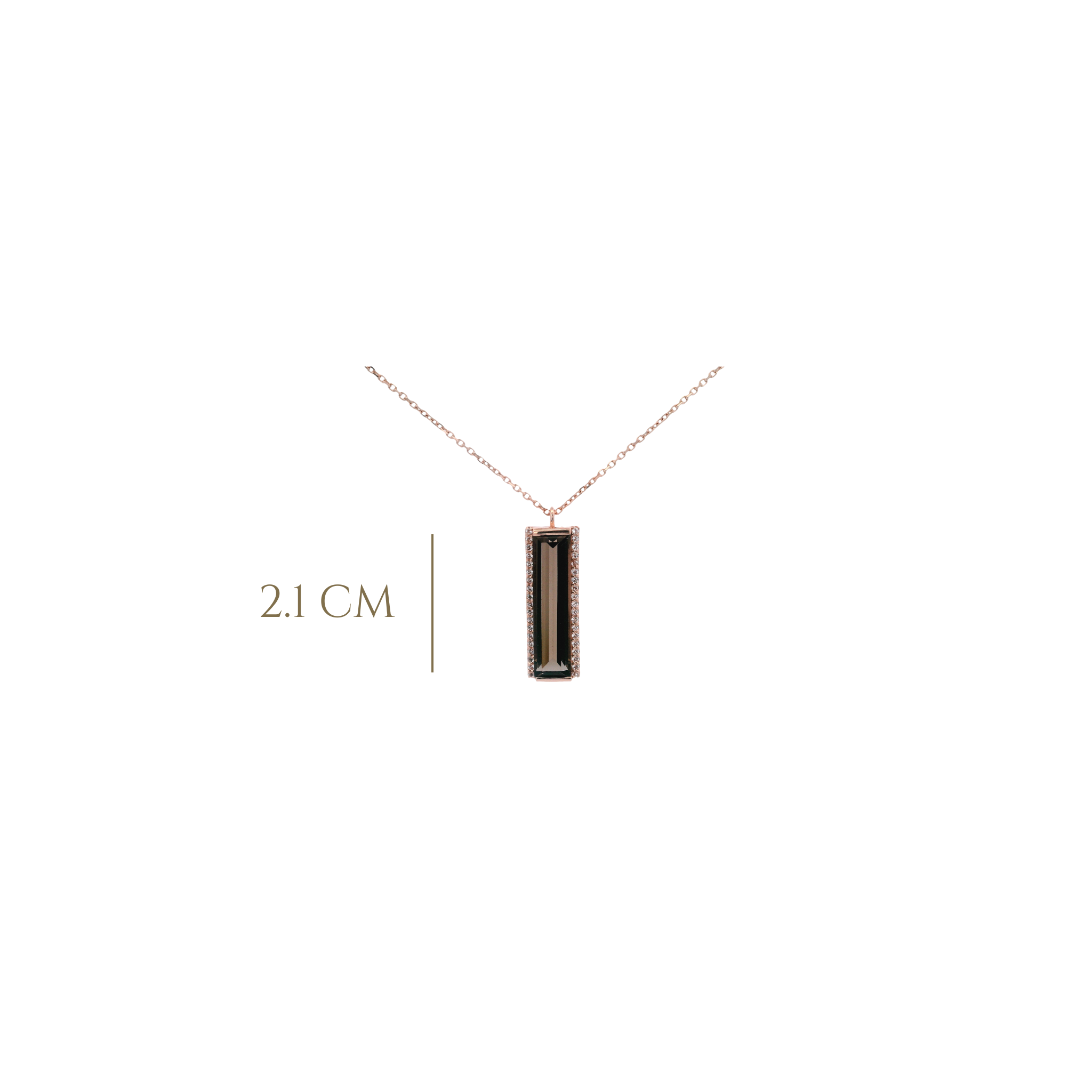 925RG SOLITARY BAGUETTE SMOKY QUARTZ WITH TOPAZ WHITE NECKLACE