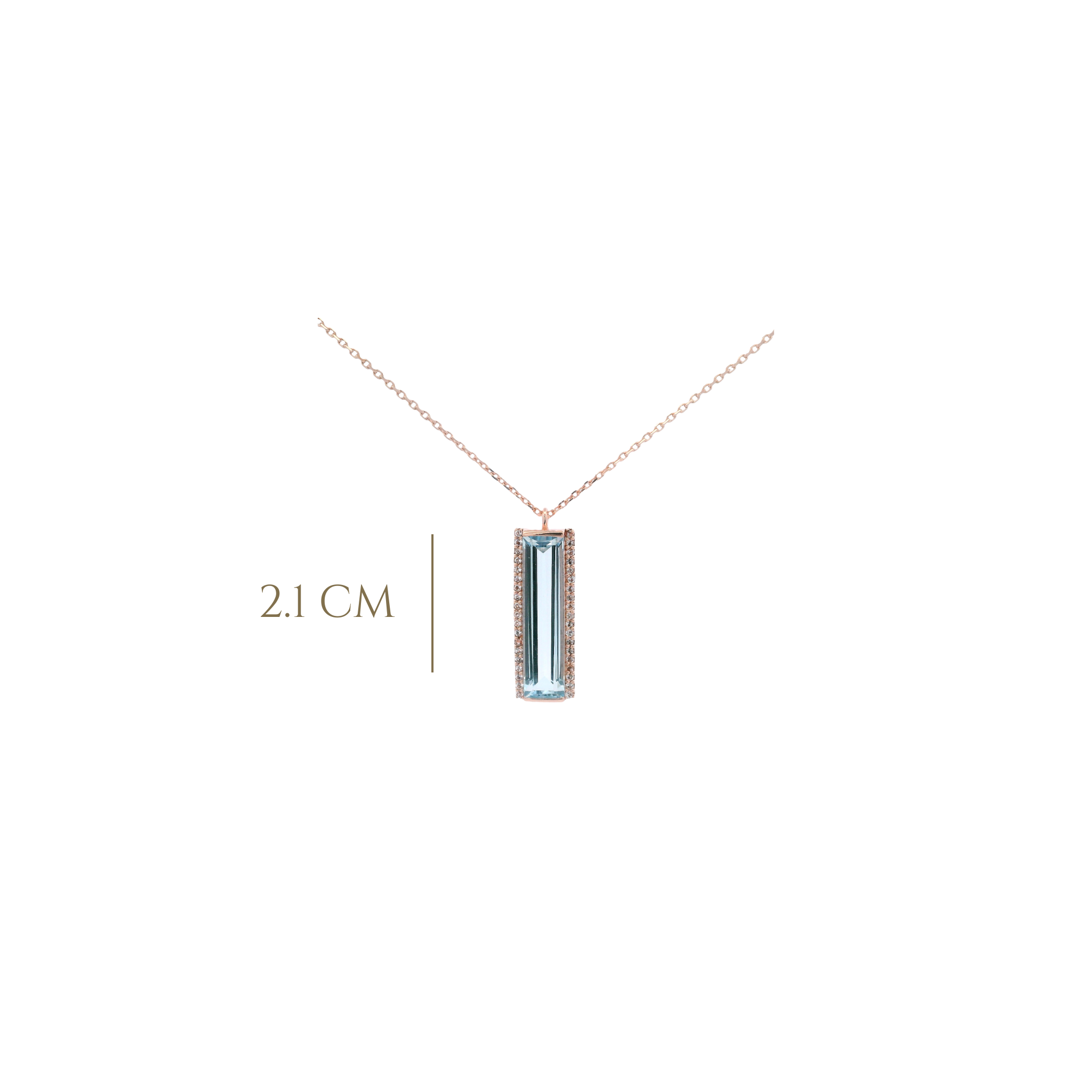 925RG SOLITARY BAGUETTE TOPAZ BLUE SKY WITH TOPAZ WHITE NECKLACE