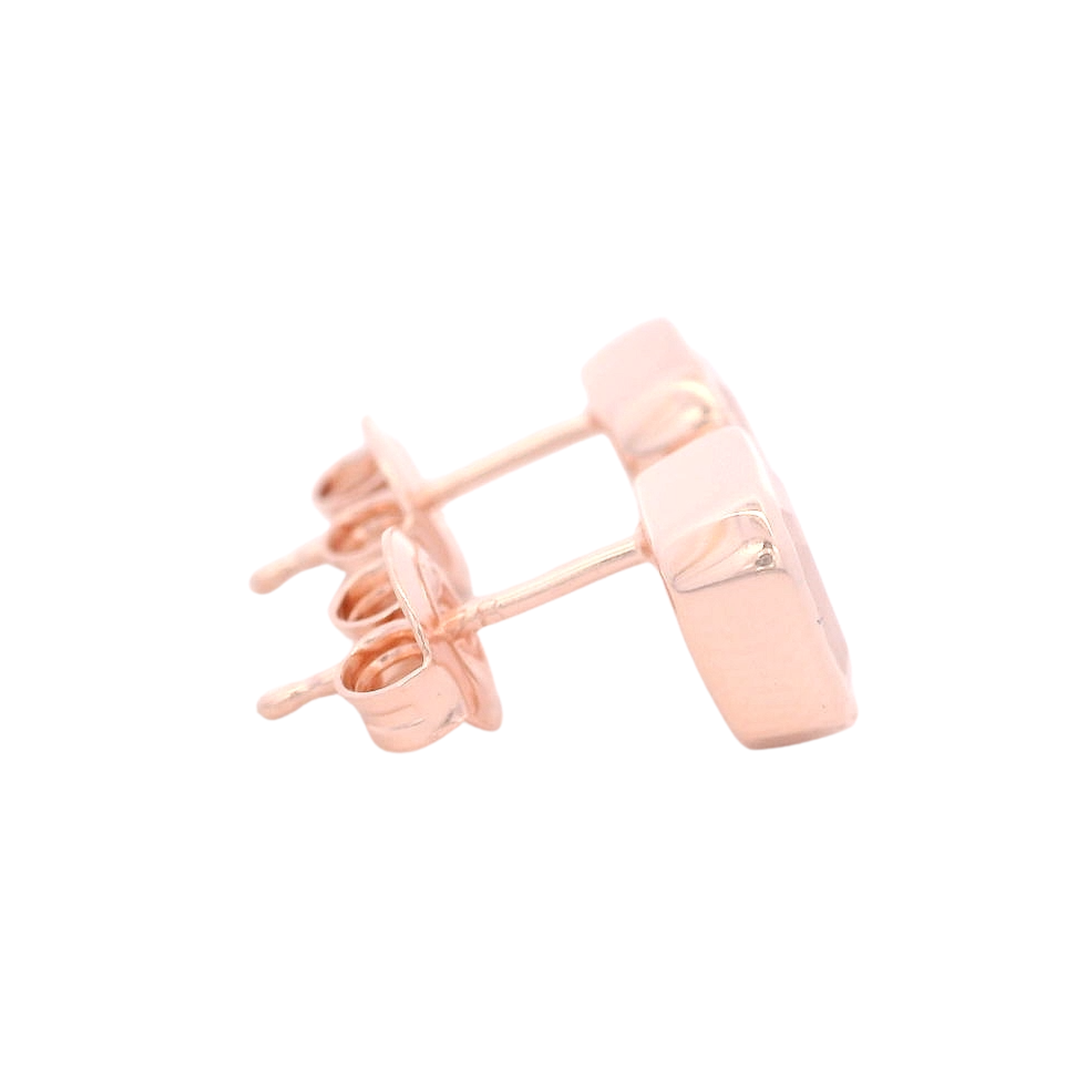 925RG CUSHION BEZEL ROSE QUARTZ OPAQUE EARRINGS