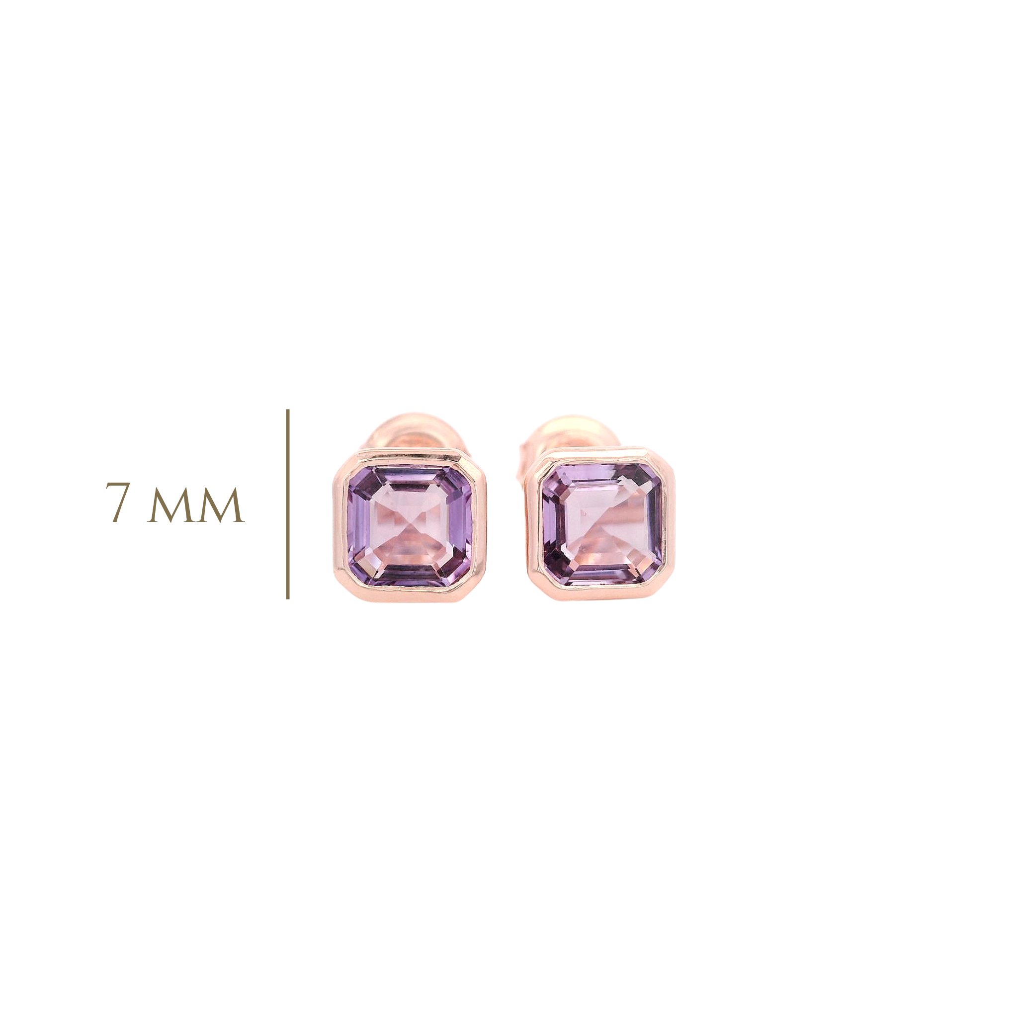 925RG CUSHION BEZEL AMETHYST EARRINGS