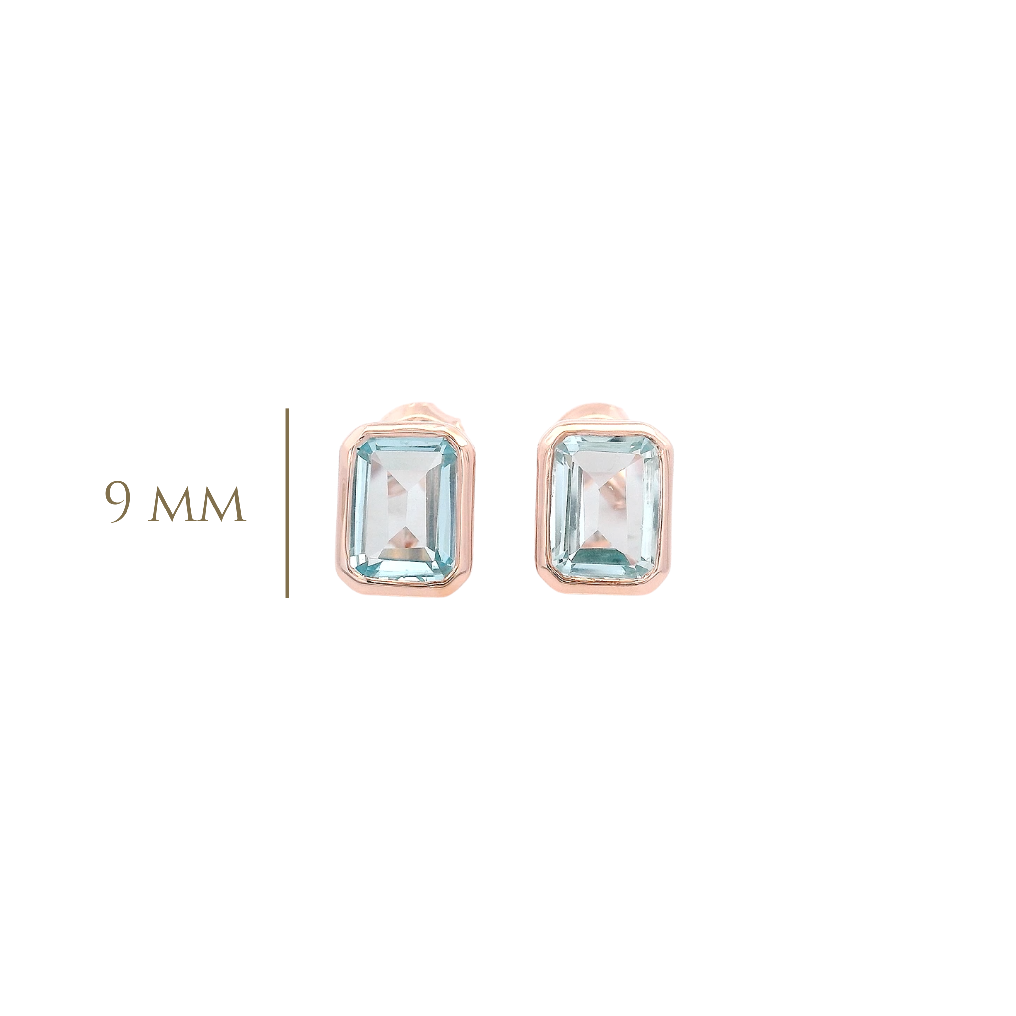 925RG SOLITARY BAGUETTE TOPAZ BLUE SKY BEZEL 9MM EARRINGS