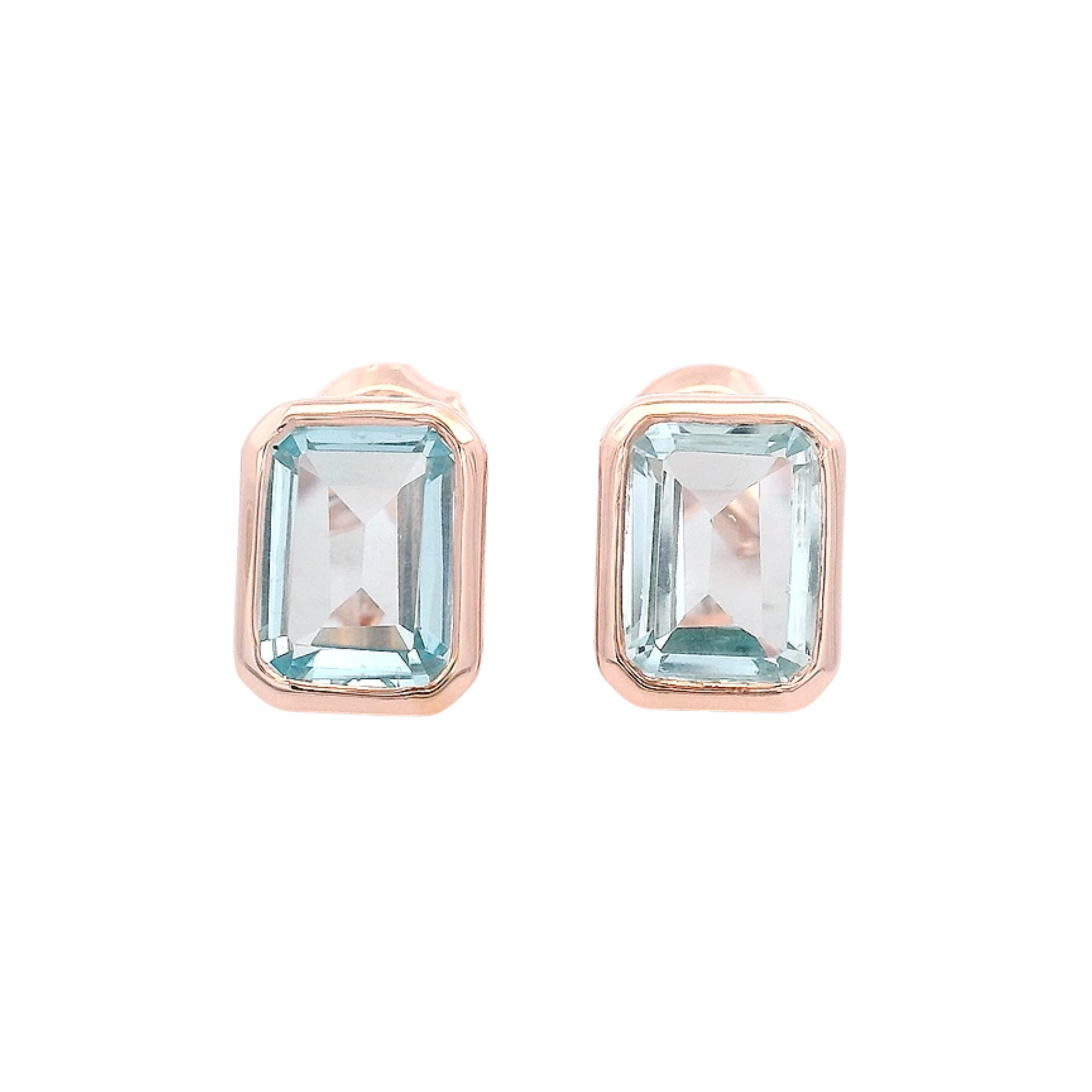 925RG SOLITARY BAGUETTE TOPAZ BLUE SKY BEZEL 9MM EARRINGS