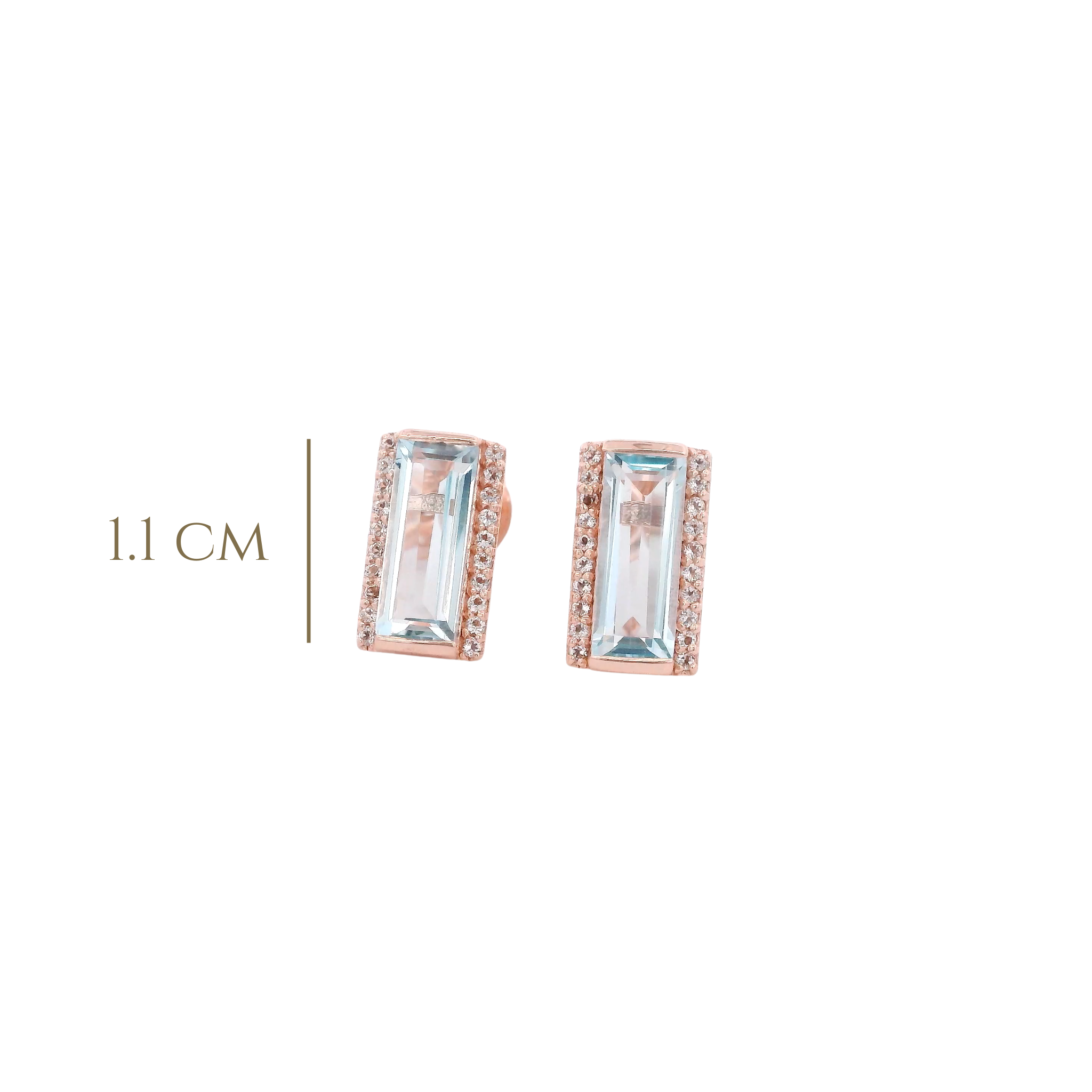 925RG SOLITARY BAGUETTE TOPAZ BLUE SKY WITH TOPAZ WHITE 11MM EARRINGS