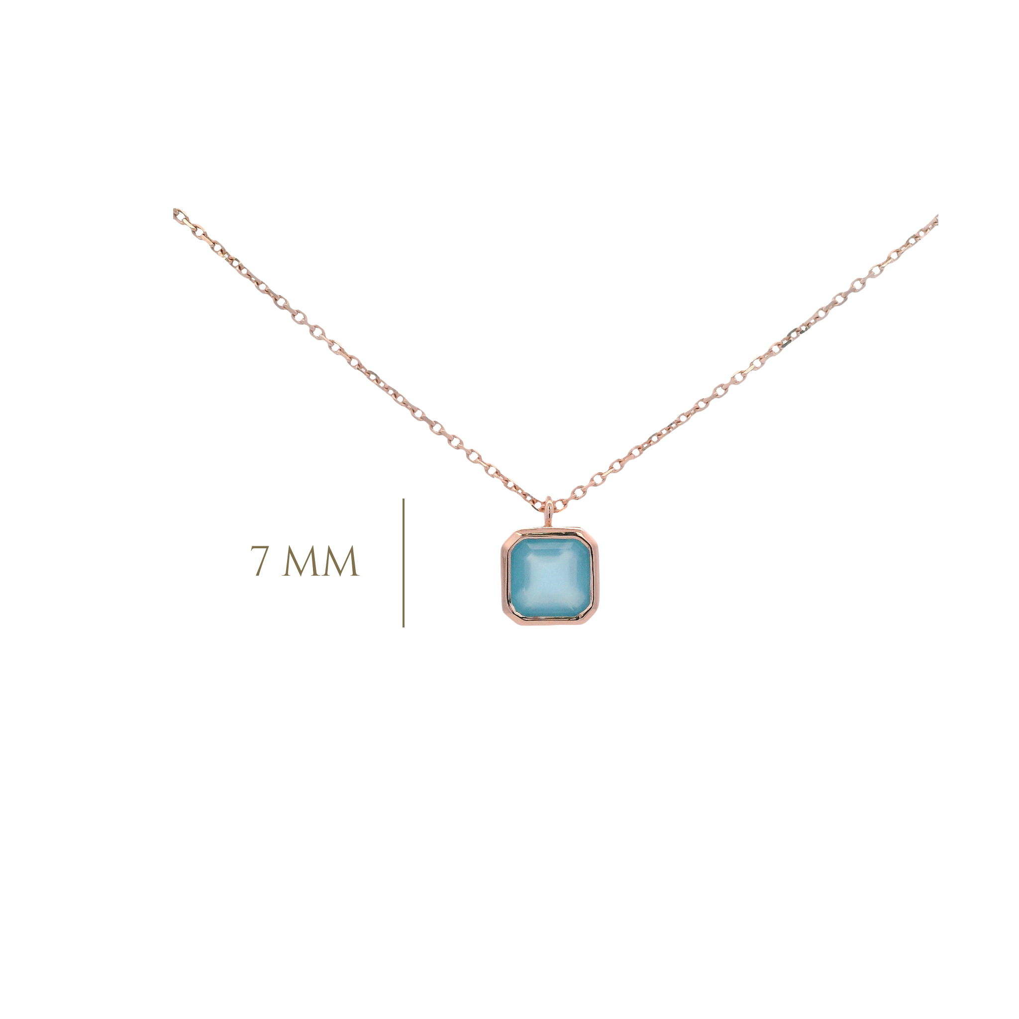 925RG CUSHION BEZEL CHALCEDONY BLUE NECKLACE