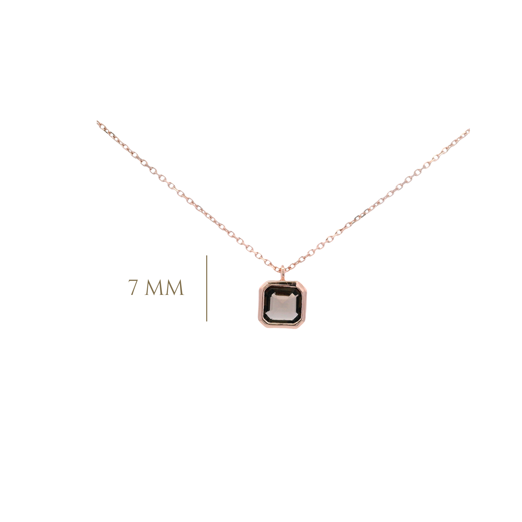 925RG CUSHION BEZEL SMOKY QUARTZ NECKLACE