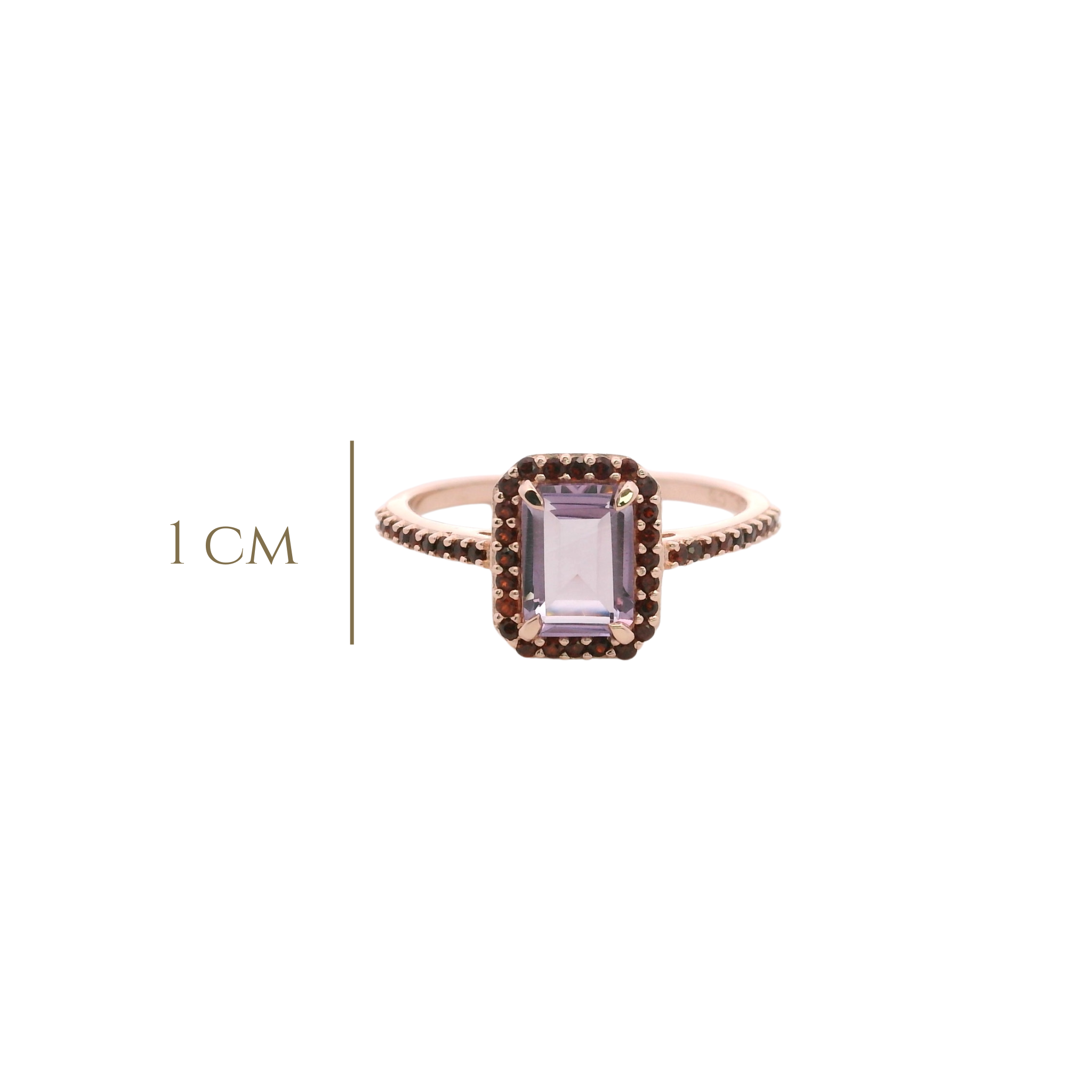 925RG BAQUETTE AMETHYST AROUND GARNET RING T6.5