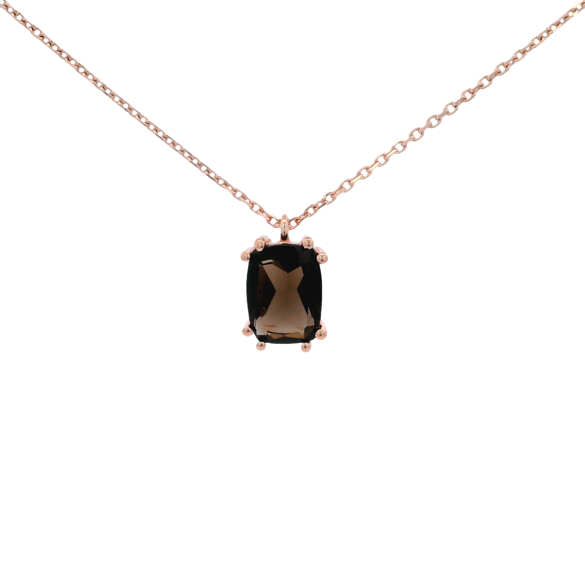 925RG SOLITARY BAGUETTE SMOKY QUARTZ 9MM NECKLACE