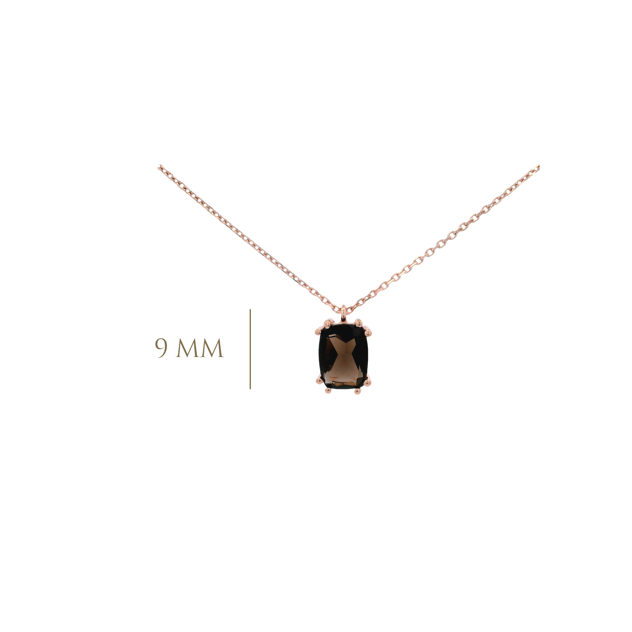 925RG SOLITARY BAGUETTE SMOKY QUARTZ 9MM NECKLACE