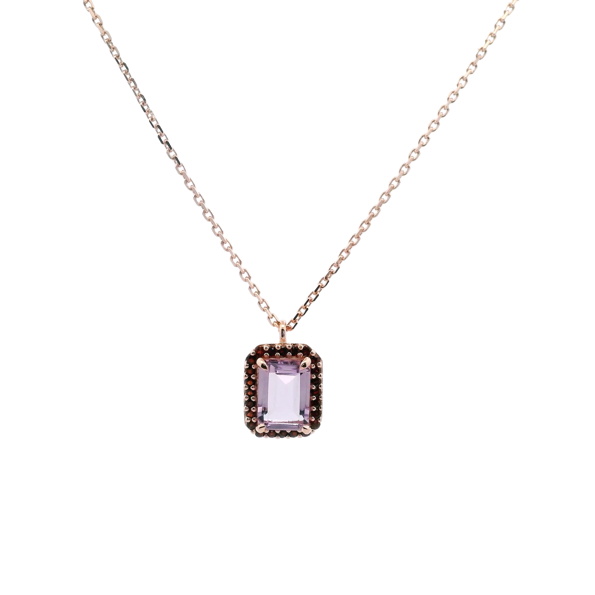 925RG BAQUETTE AMETHYST AROUND GARNET NECKLACE
