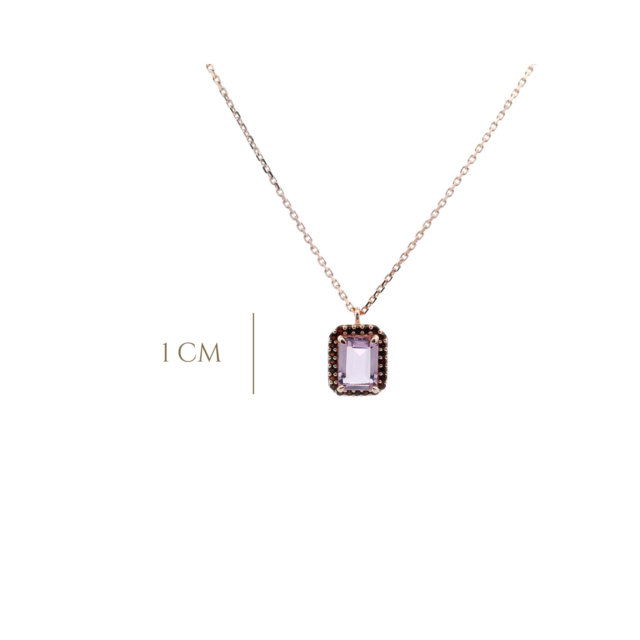925RG BAQUETTE AMETHYST AROUND GARNET NECKLACE