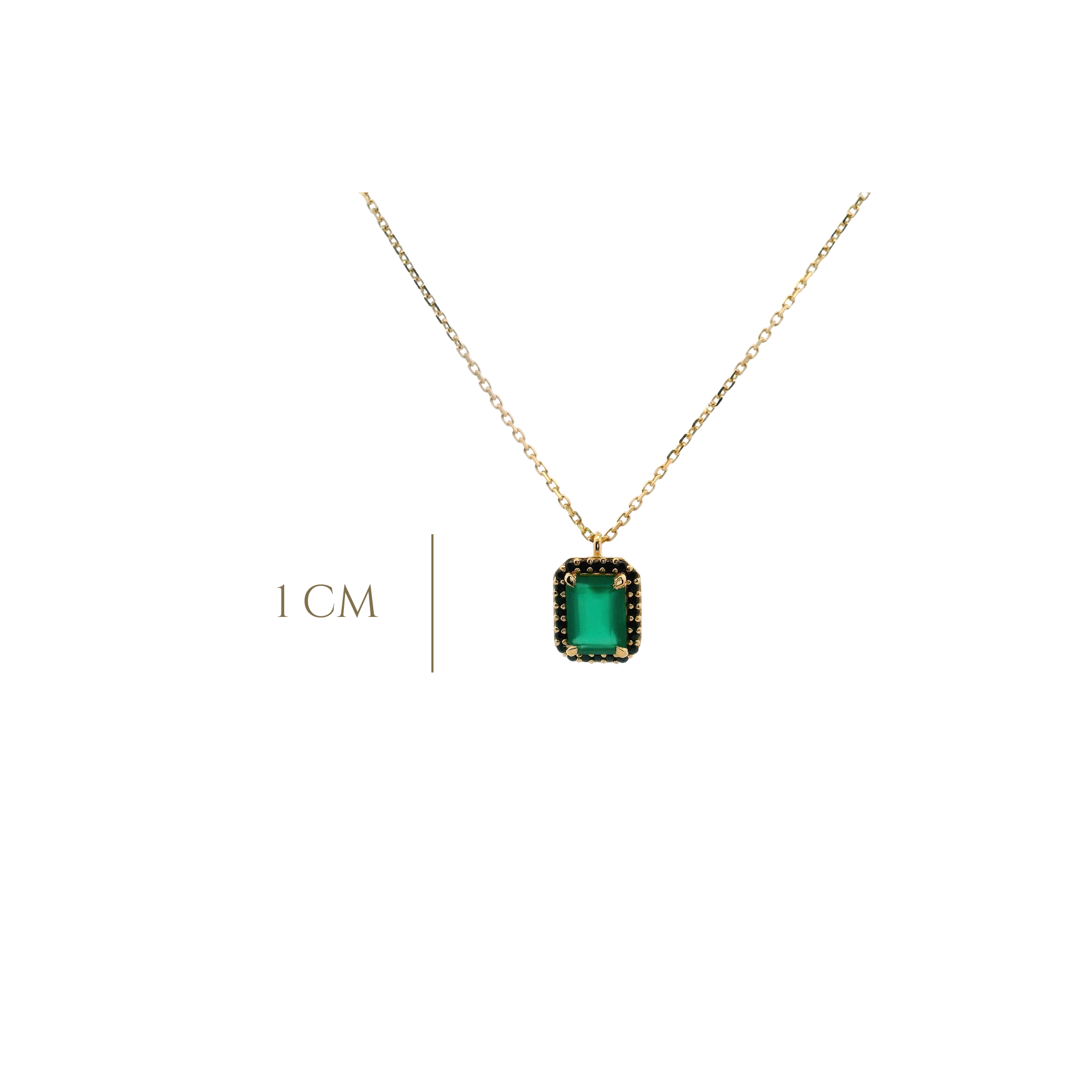 925YG BAQUETTE ONYX GREEN AROUND SPINEL BLACK NECKLACE