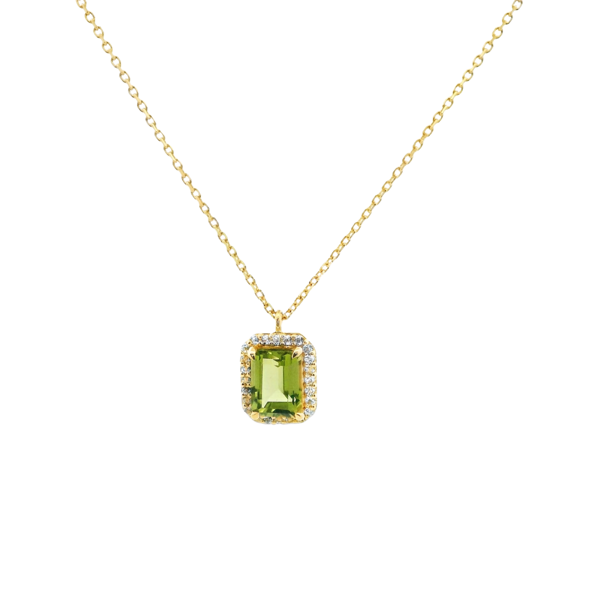 925YG BAQUETTE PERIDOT AROUND TOPAZ BLUE SWISS NECKLACE