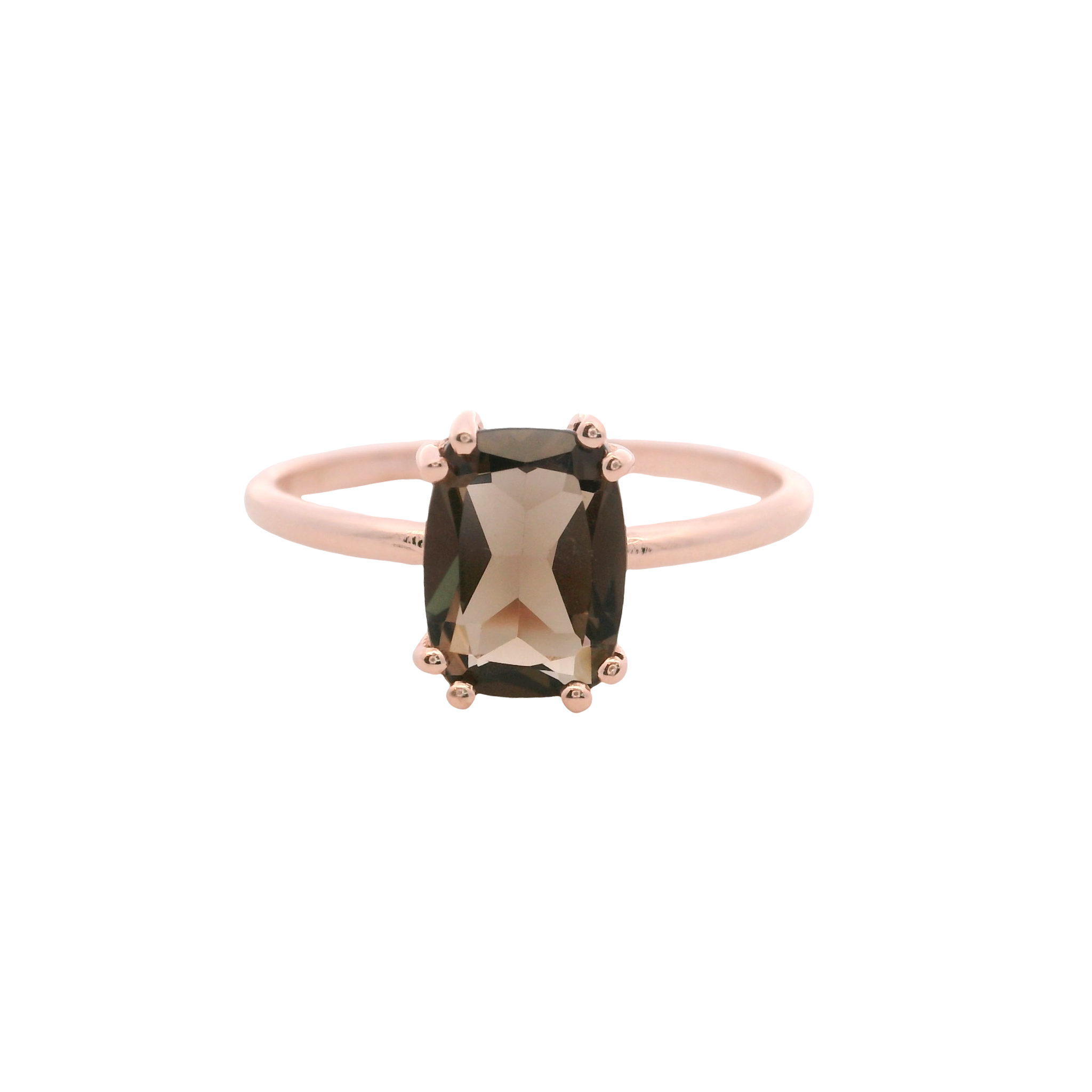 925RG SOLITARY BAGUETTE SMOKY QUARTZ 9MM RING T6.5