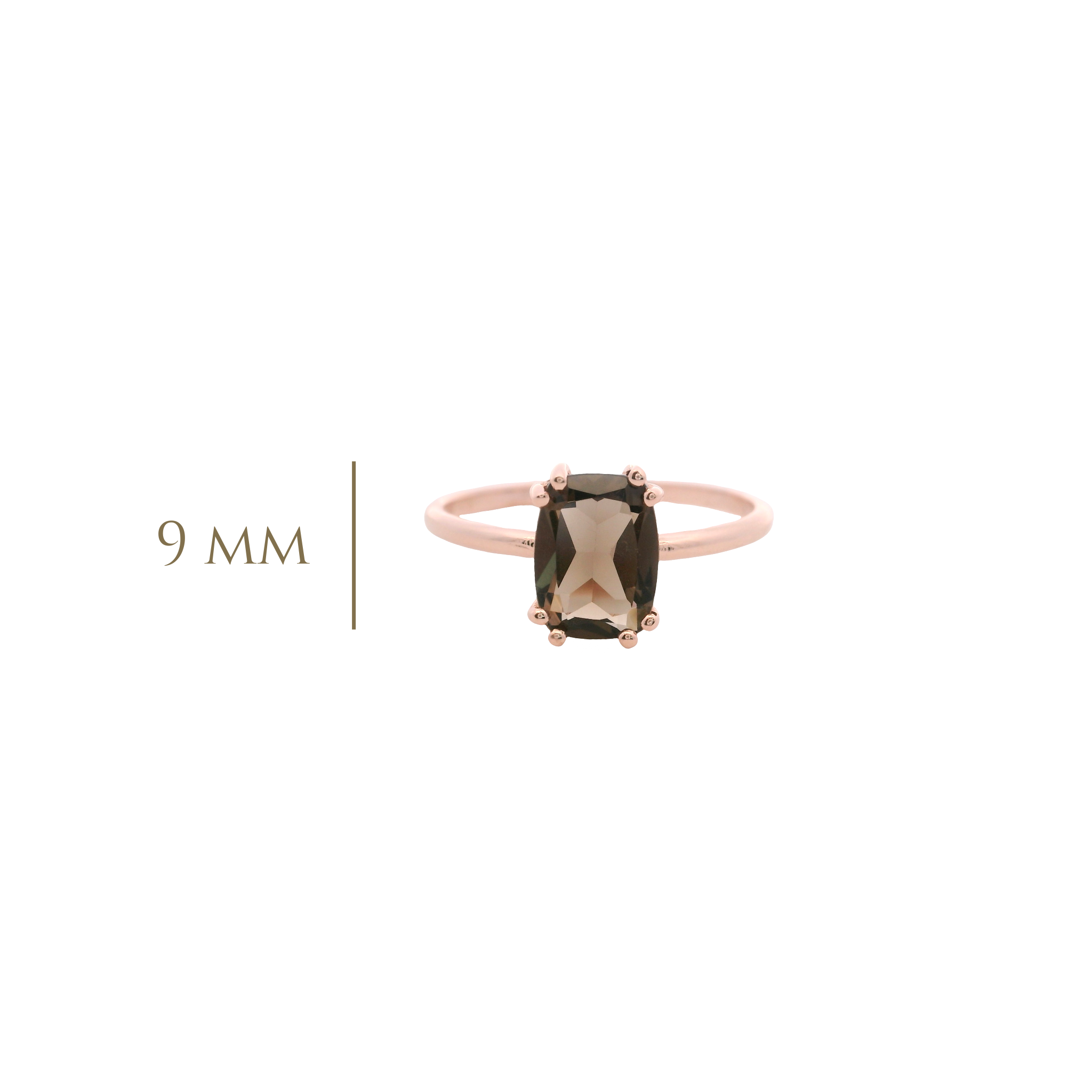 925RG SOLITARY BAGUETTE SMOKY QUARTZ 9MM RING T6.5