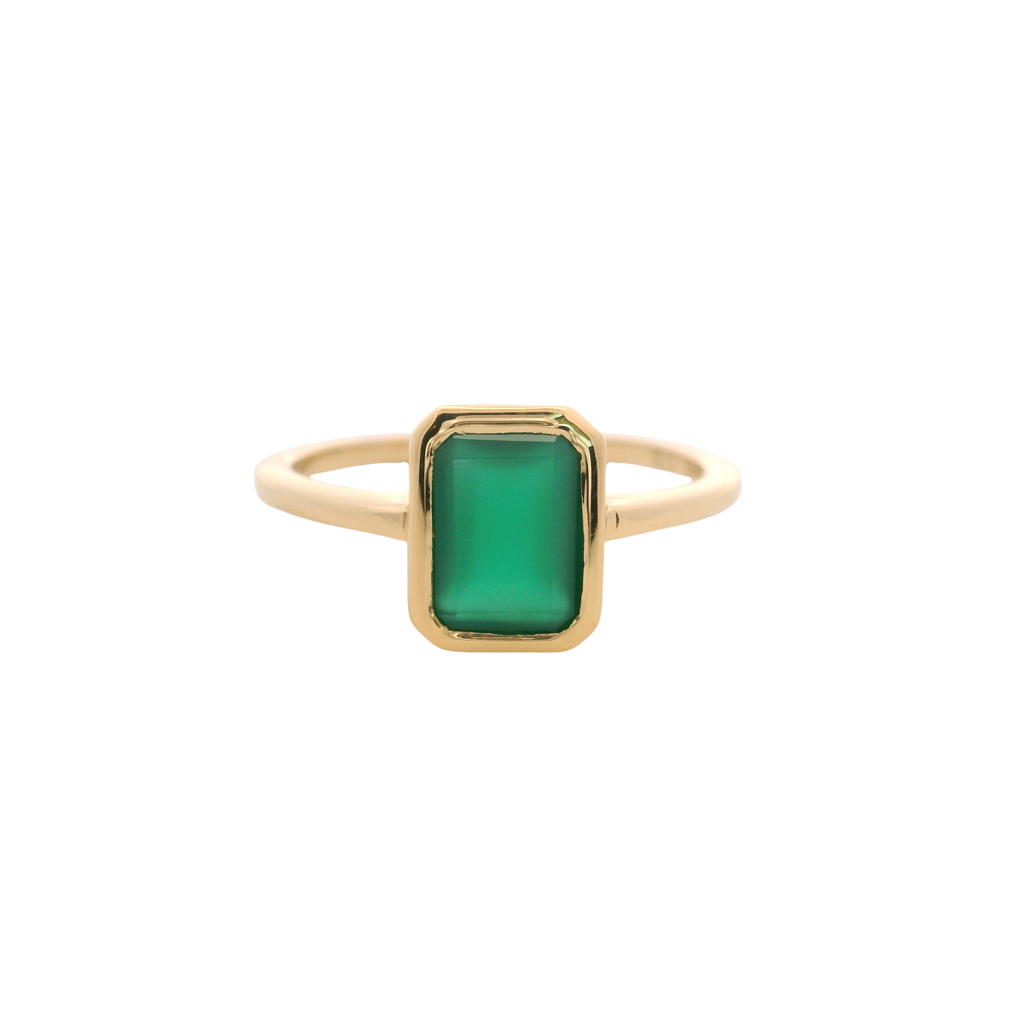 925YG SOLITARY BAGUETTE ONYX GREEN BEZEL 9MM RING T6.5